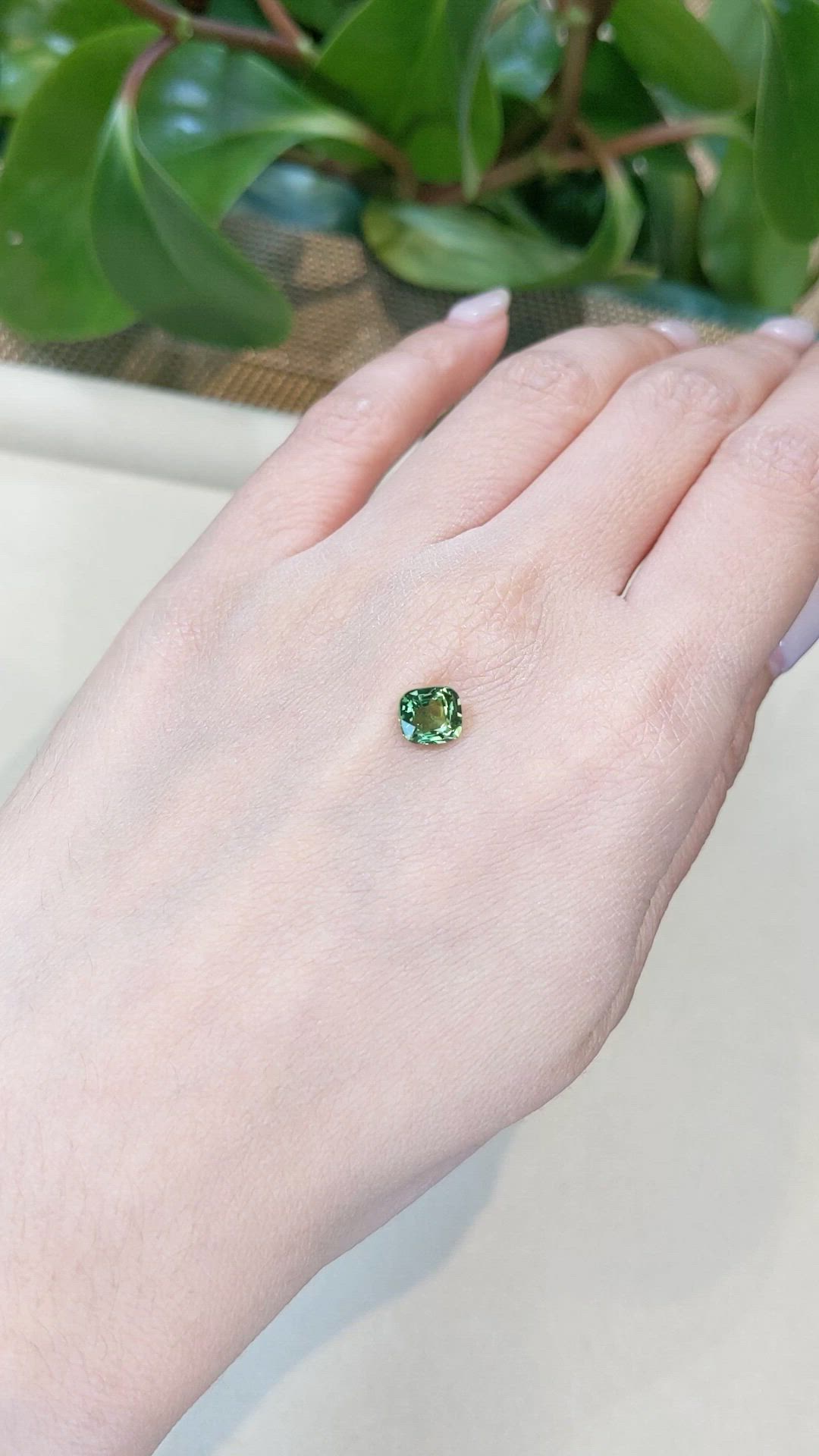 1.61 Ct. Yellowish Green Sapphire from Madagascar Size Video