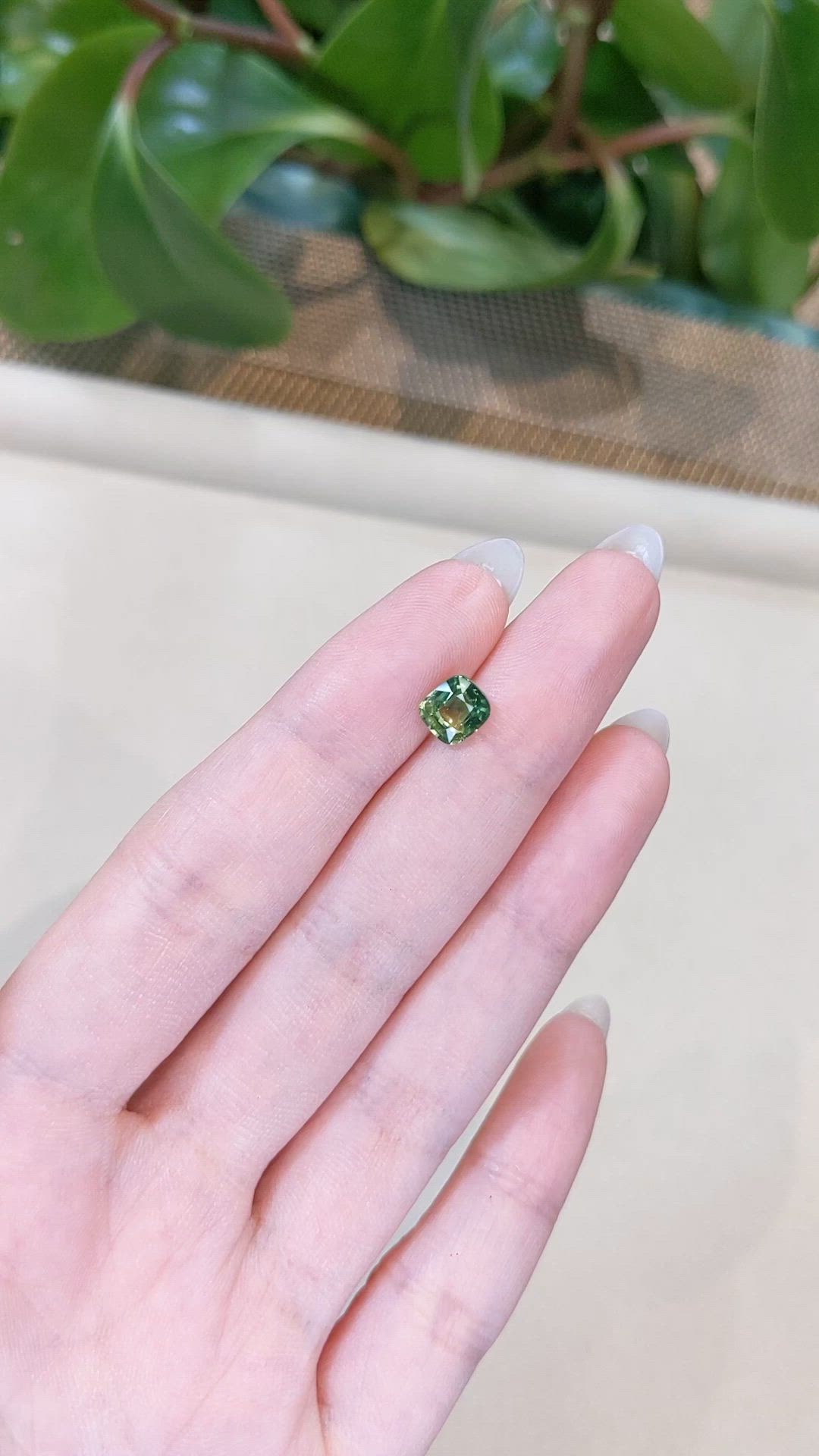 1.61 Ct. Yellowish Green Sapphire from Madagascar Size Video