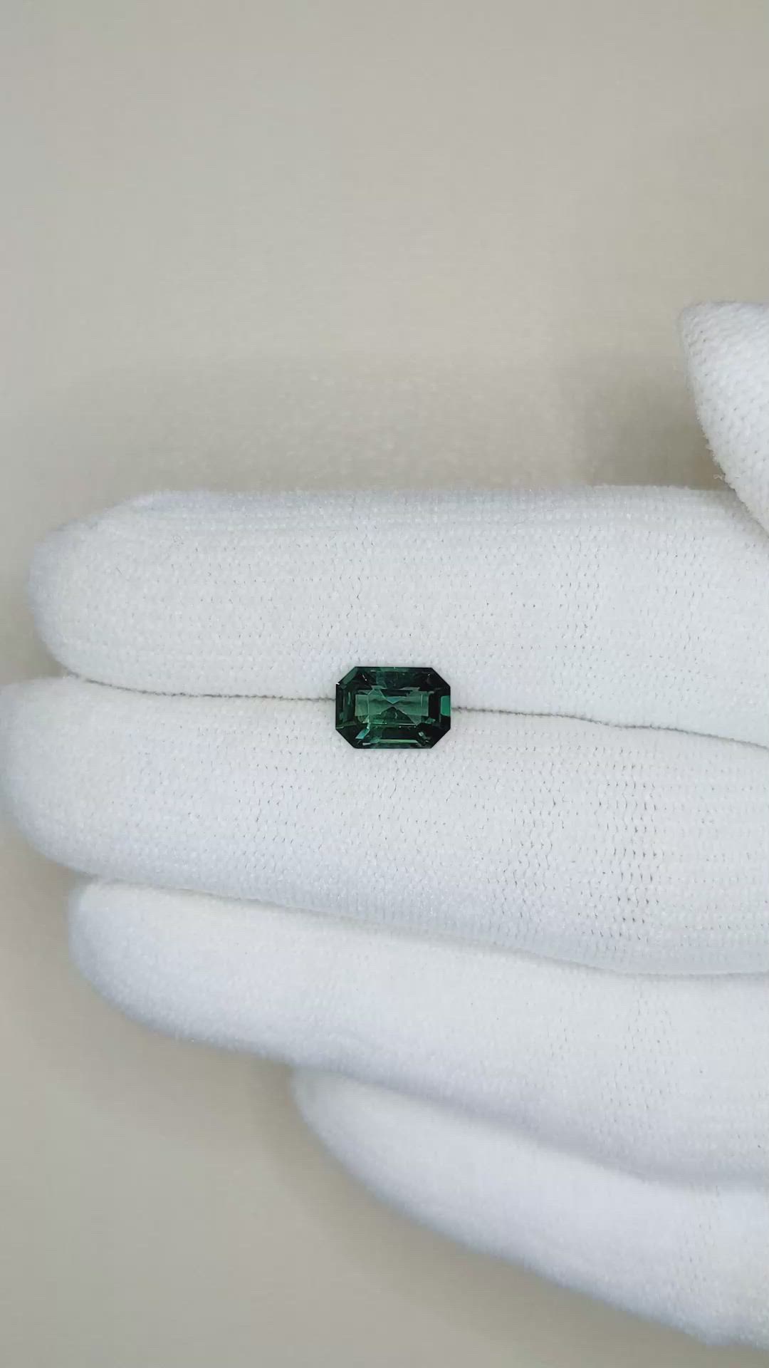 1.52 Ct. Bluish Green Sapphire from Madagascar Size Video