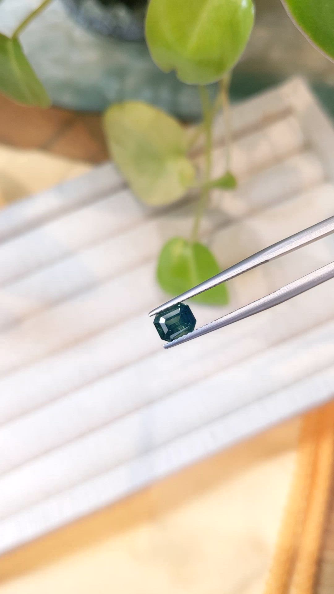 1.17 Ct. Bluish Green Sapphire from Madagascar Size Video