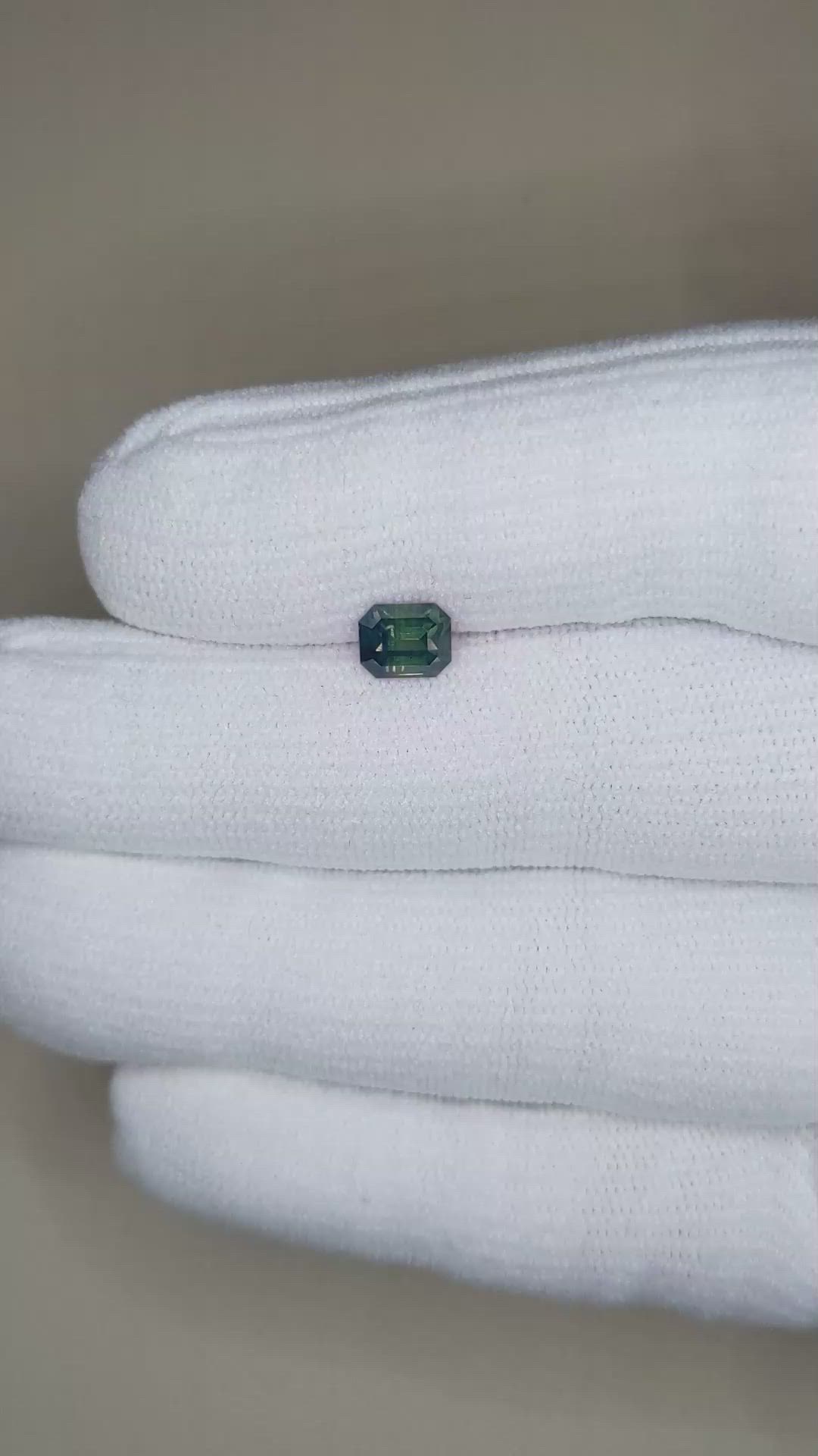 1.17 Ct. Bluish Green Sapphire from Madagascar Size Video