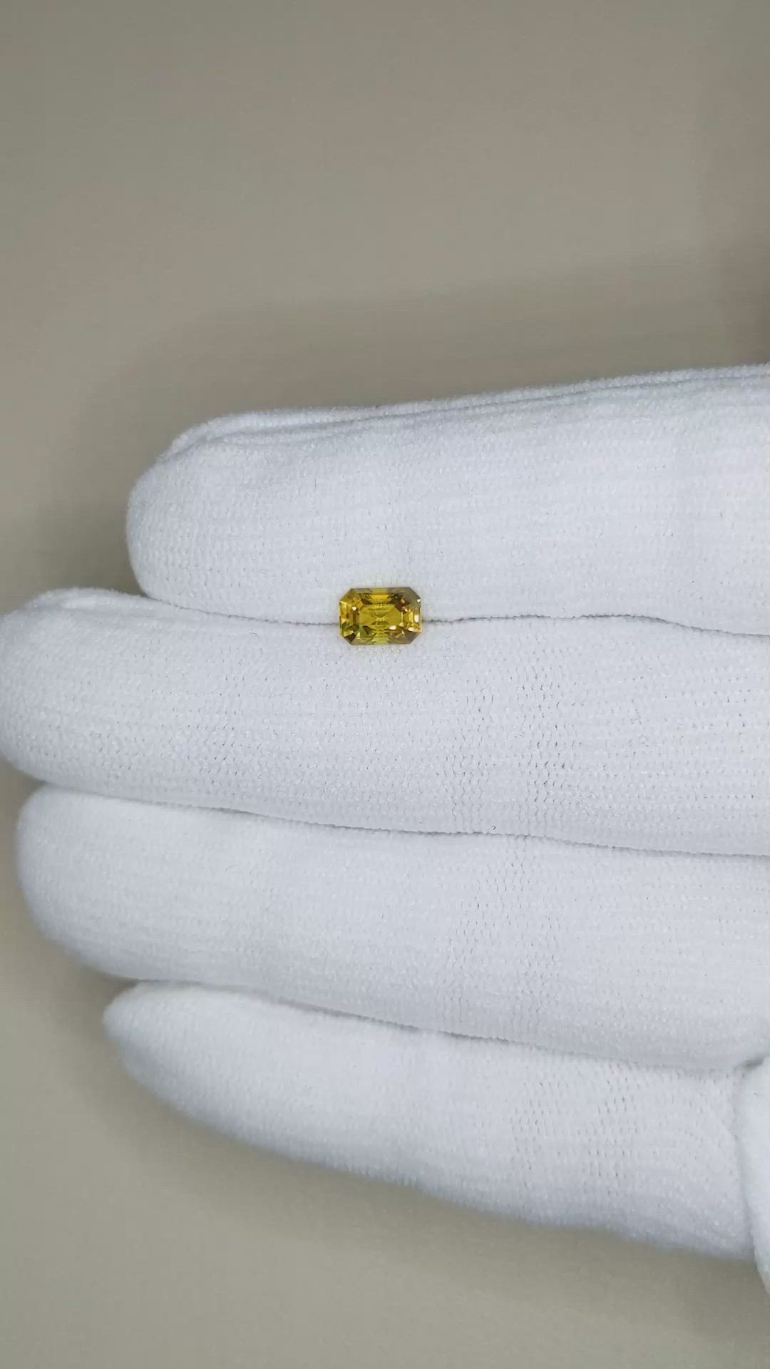 1.19 Ct. Greenish Yellow Sapphire from Madagascar Size Video