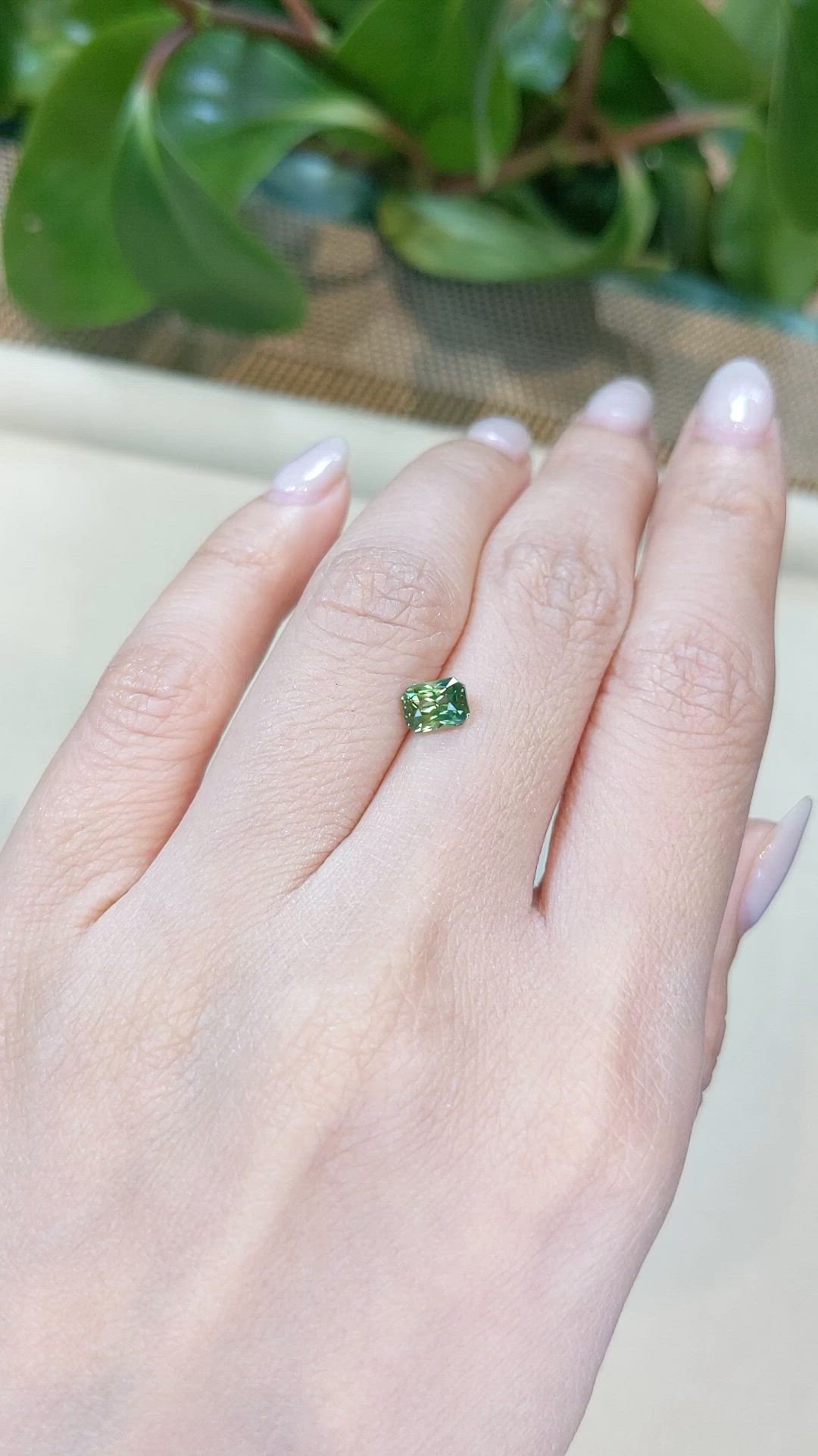 1.04 Ct. Yellowish Green Sapphire from Madagascar Size Video