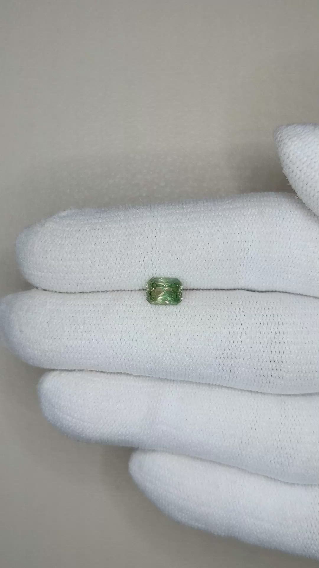 1.04 Ct. Yellowish Green Sapphire from Madagascar Size Video