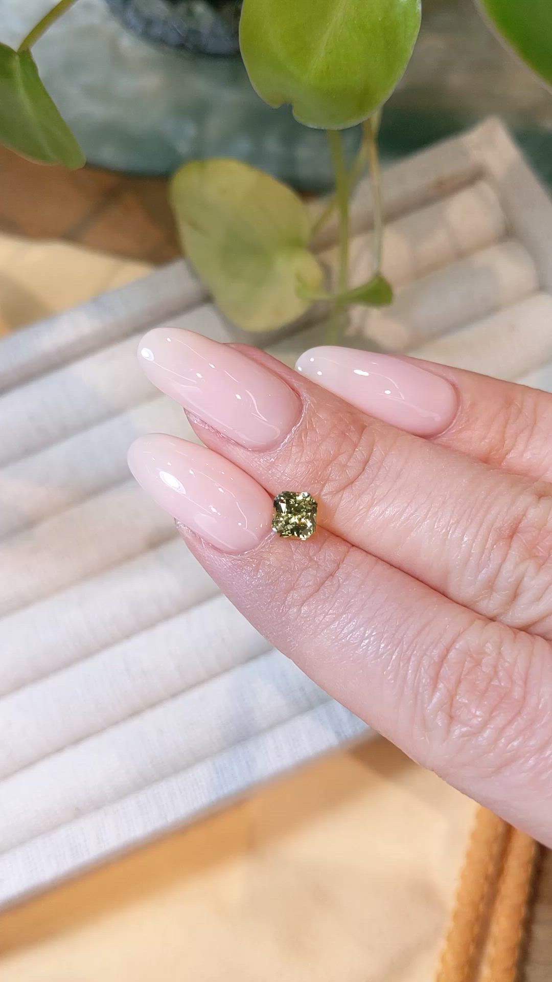 1.18 Ct. Yellowish Green Sapphire from Madagascar Size Video