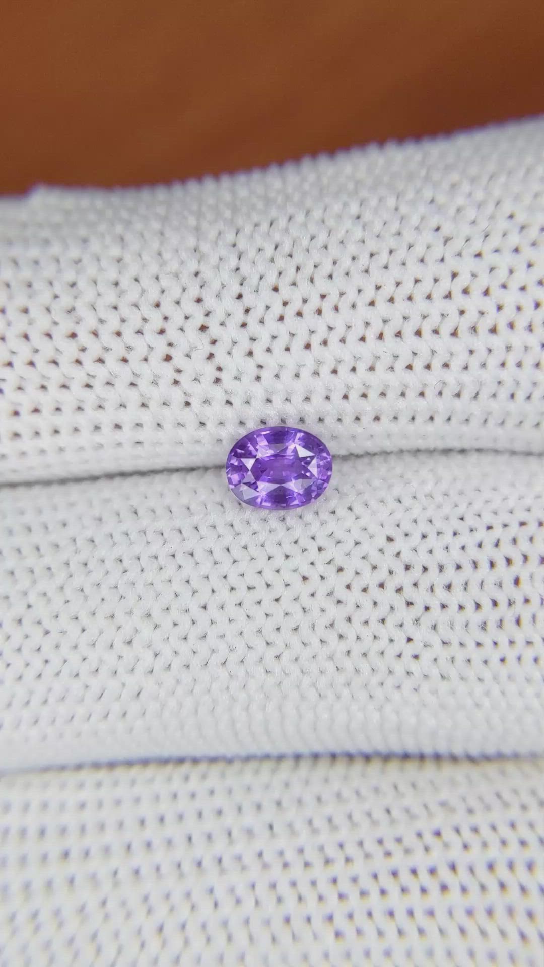 0.69 Ct. Pinkish Purple Sapphire from Madagascar Size Video