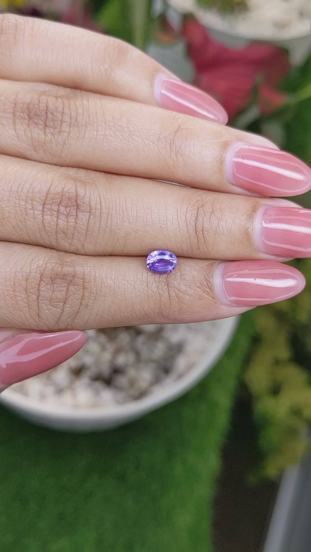 0.69 Ct. Pinkish Purple Sapphire from Madagascar Size Video