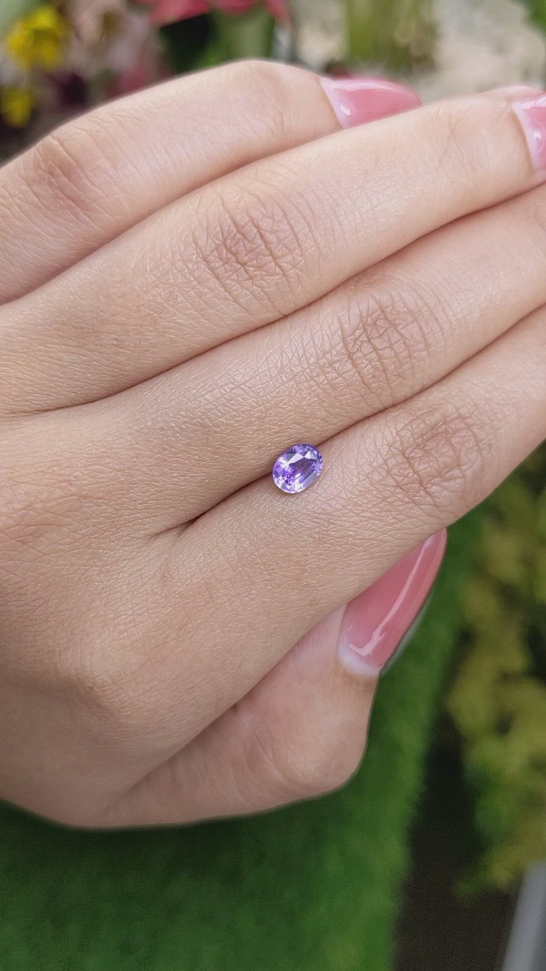 0.69 Ct. Pinkish Purple Sapphire from Madagascar Size Video