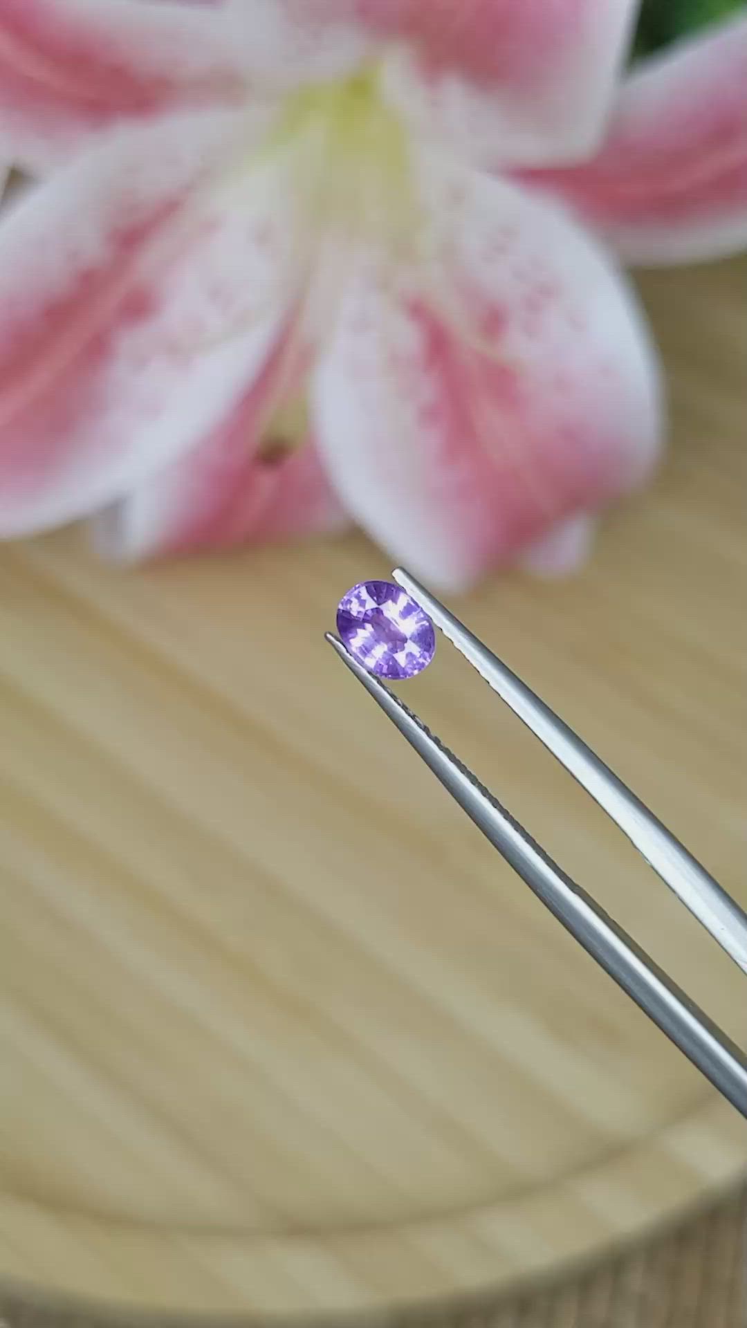 0.69 Ct. Pinkish Purple Sapphire from Madagascar Size Video