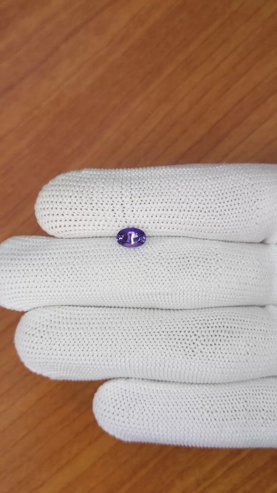 0.88 Ct. Bluish Purple Sapphire from Madagascar Size Video