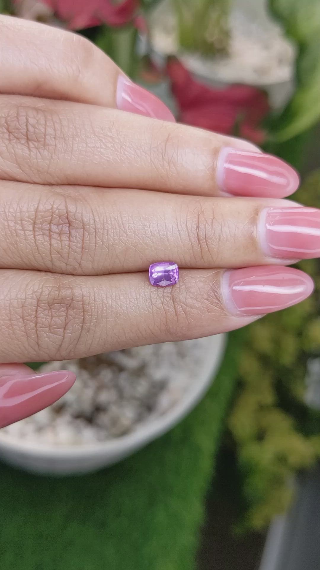 0.80 Ct. Pinkish Purple Sapphire from Madagascar Size Video