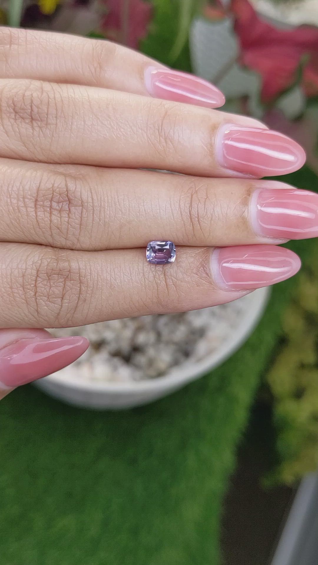 0.66 Ct. Pinkish Purple Sapphire from Madagascar Size Video
