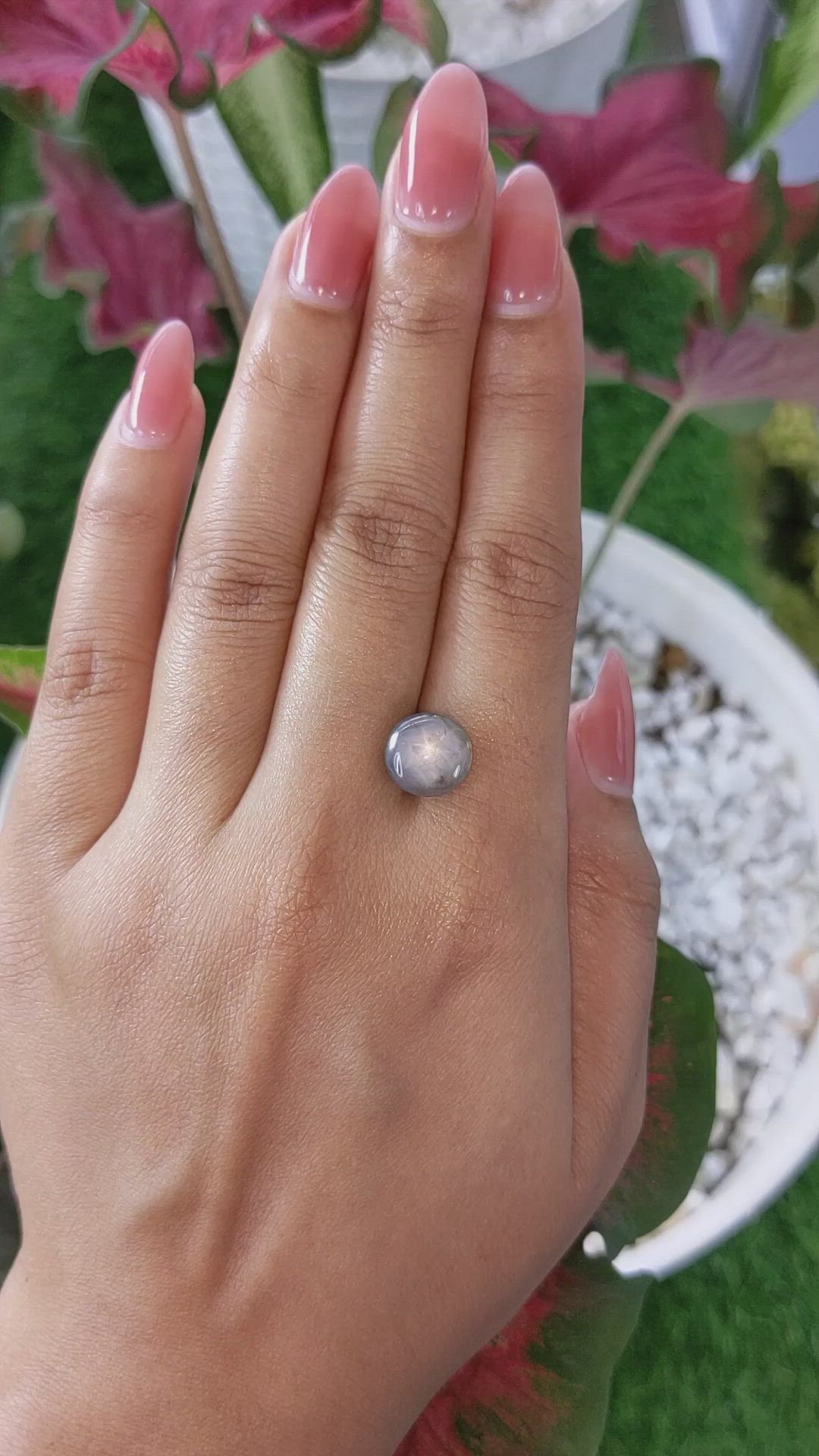 5.86 Ct. Bluish Grey Star Sapphire from Ceylon (Sri Lanka) Size Video