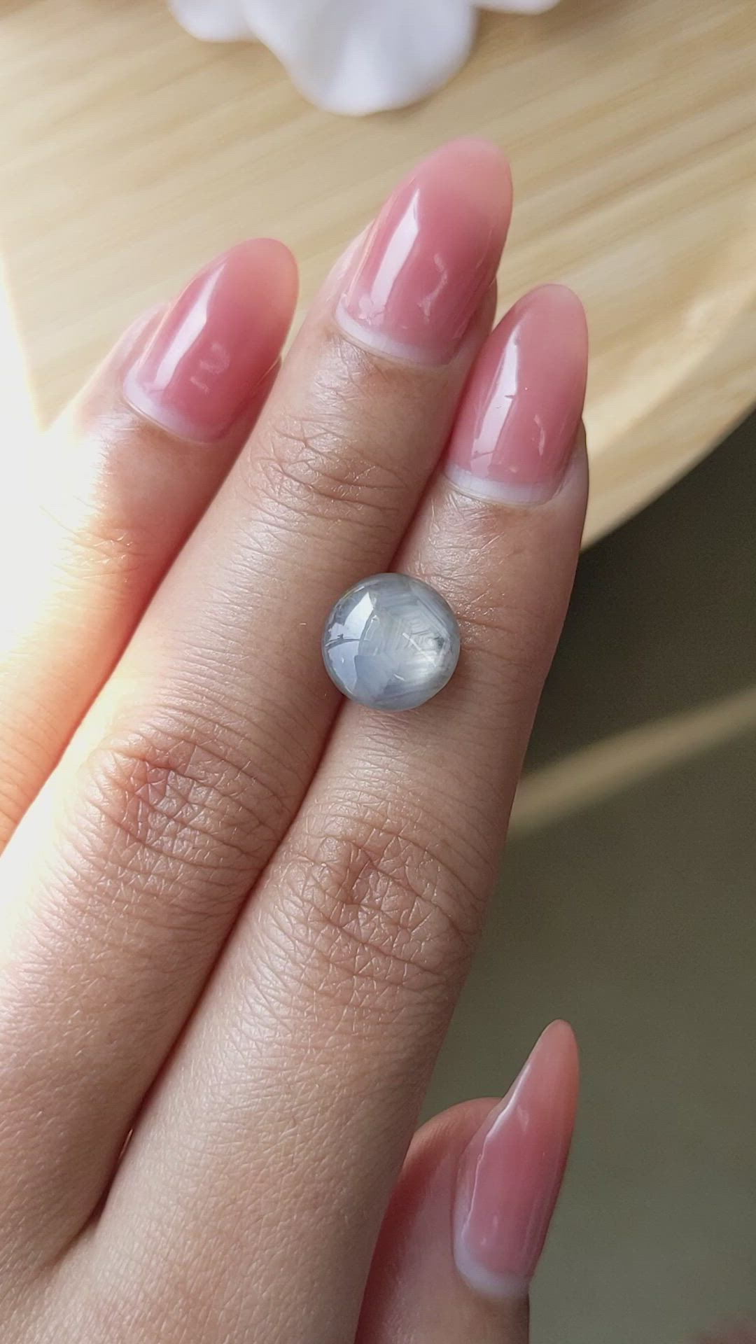 5.86 Ct. Bluish Grey Star Sapphire from Ceylon (Sri Lanka) Size Video