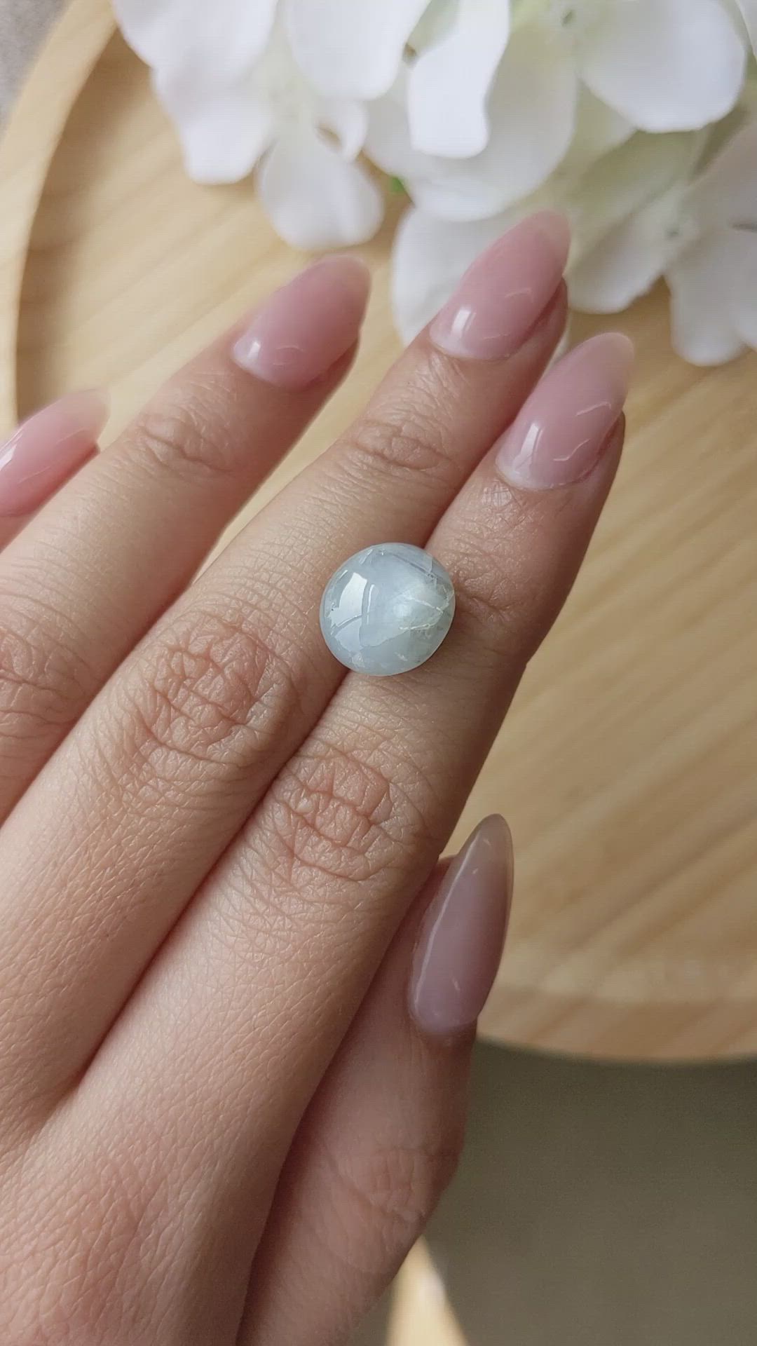 9.29 Ct. Bluish Grey Star Sapphire from Ceylon (Sri Lanka) Size Video