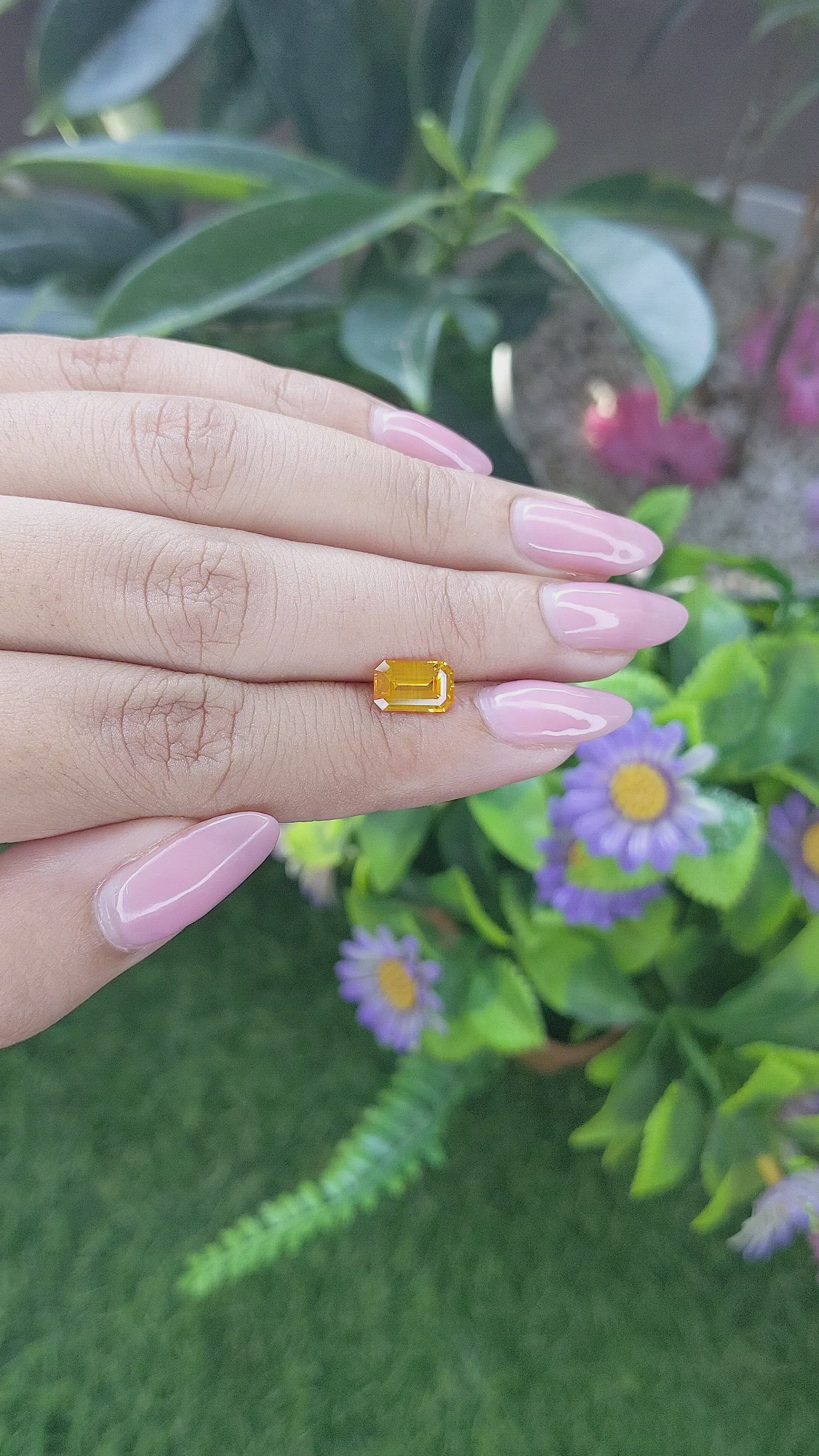 1.62 Ct. Orangish Yellow Sapphire from Ceylon (Sri Lanka) Size Video