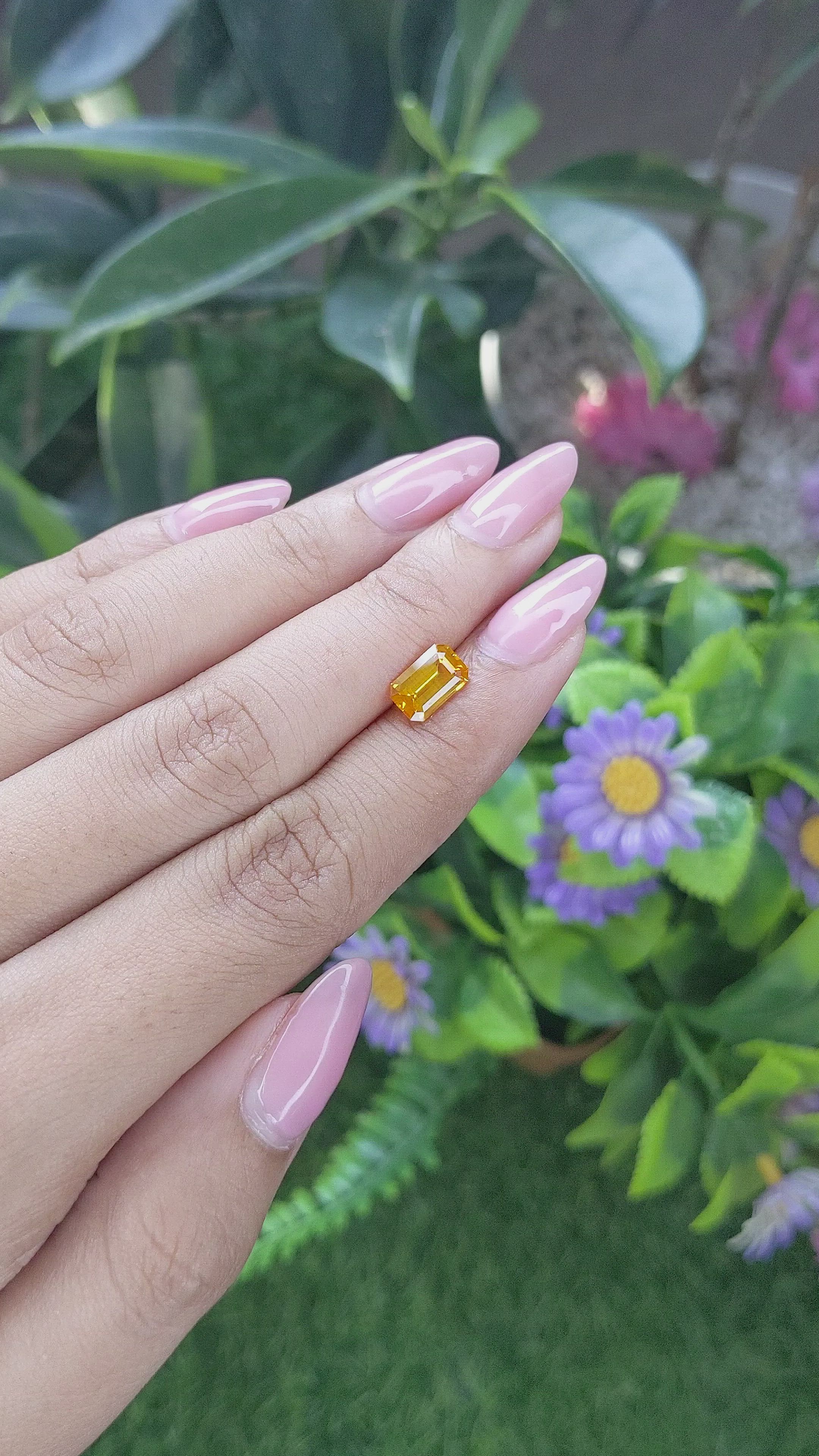 1.62 Ct. Orangish Yellow Sapphire from Ceylon (Sri Lanka) Size Video