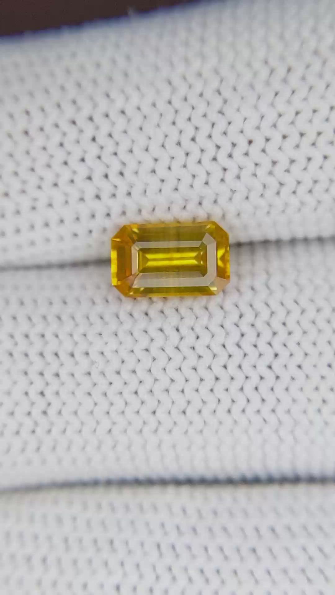 1.62 Ct. Orangish Yellow Sapphire from Ceylon (Sri Lanka) Size Video