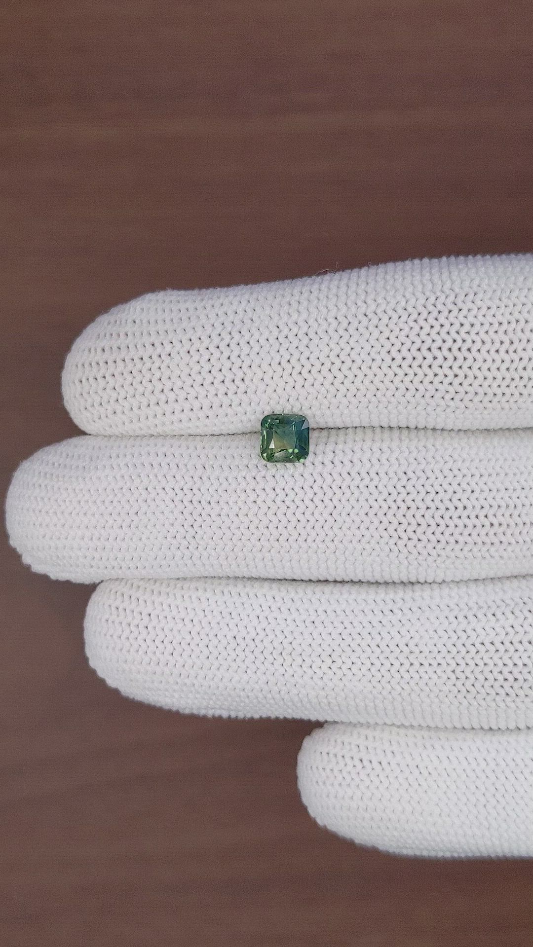 1.08 Ct. Bluish Green Sapphire from Madagascar Size Video