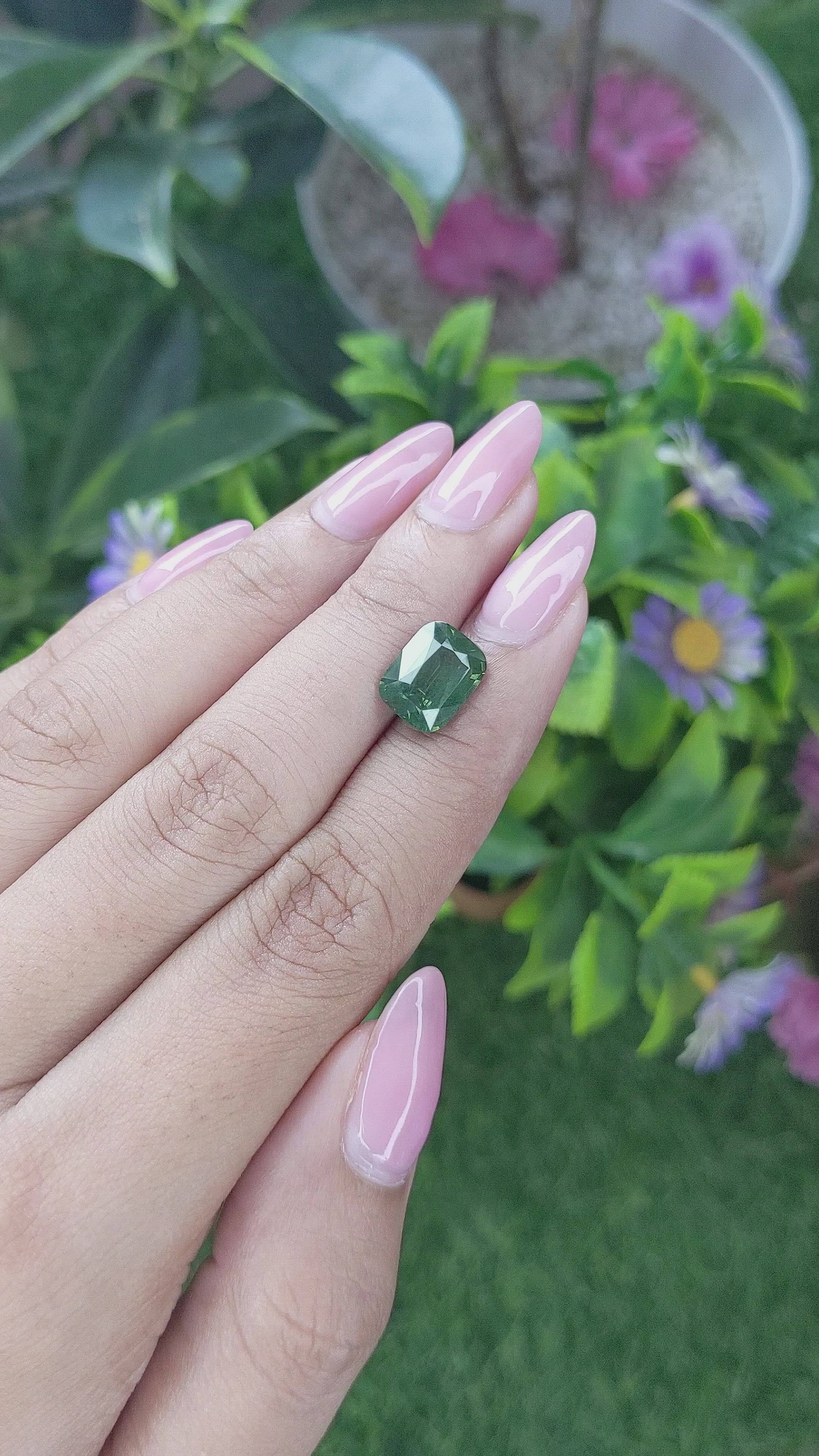 4.19 Ct. Green Sapphire from Madagascar Size Video