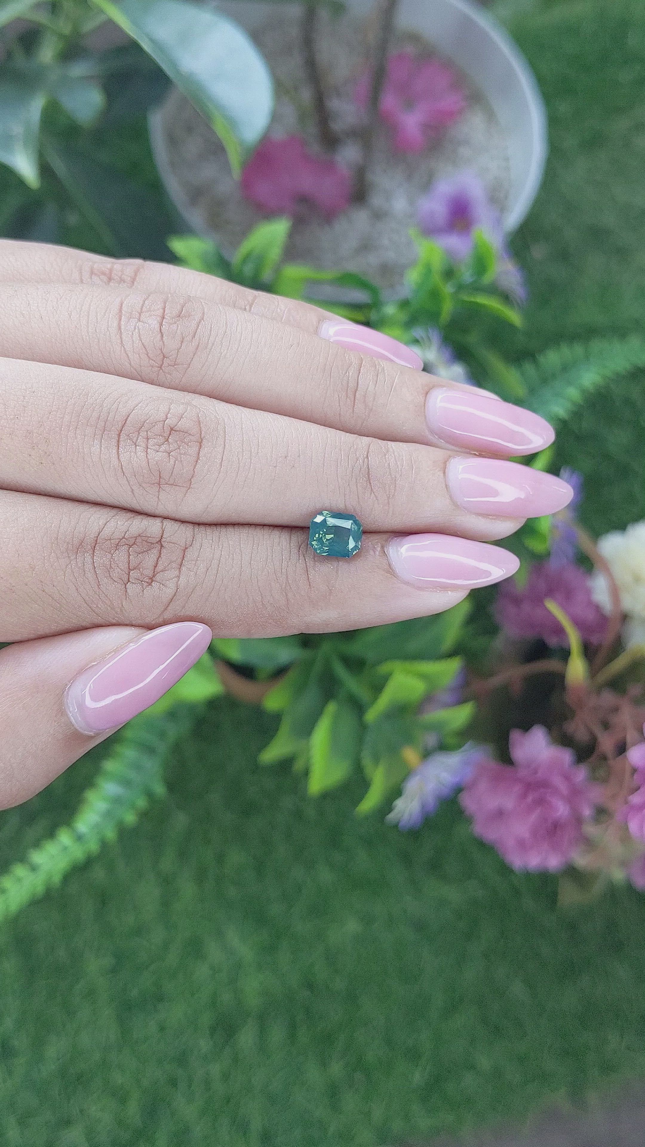 1.60 Ct. Bluish Green Sapphire from Madagascar Size Video