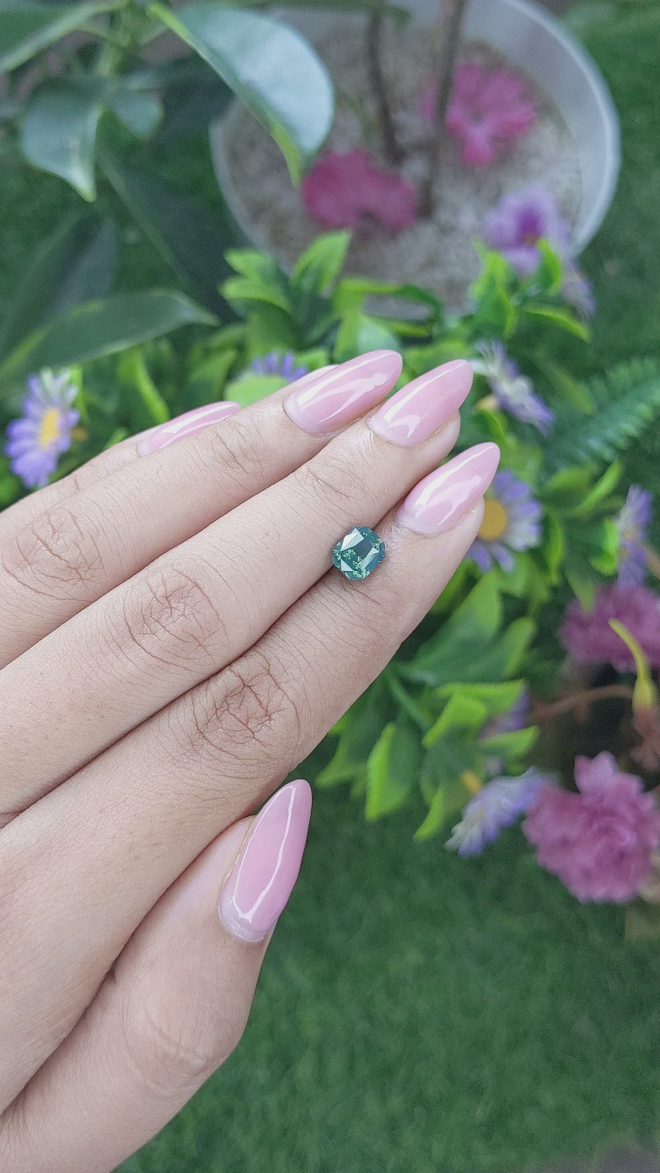 1.60 Ct. Bluish Green Sapphire from Madagascar Size Video