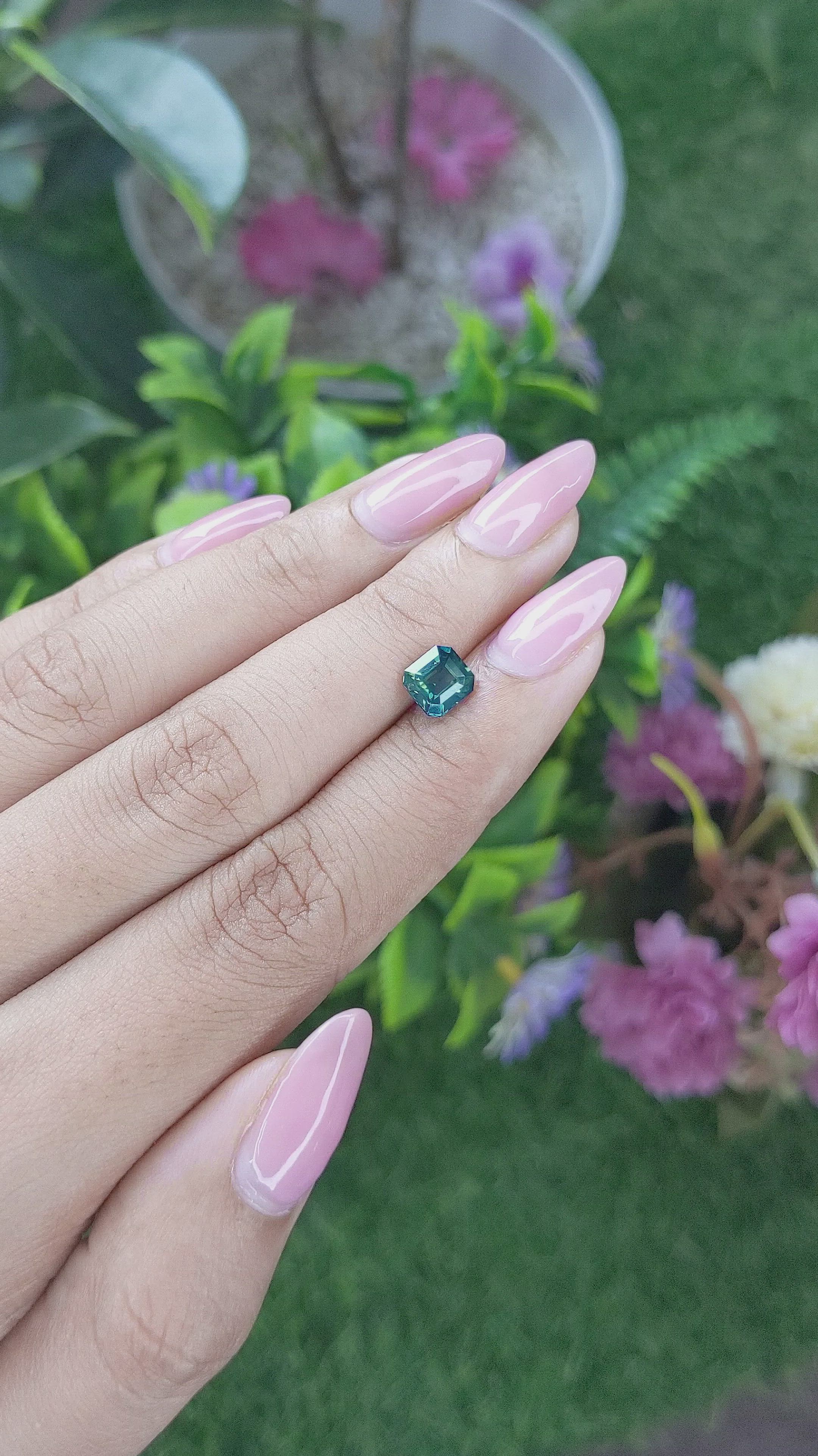 1.50 Ct. Greenish Blue Sapphire from Madagascar Size Video