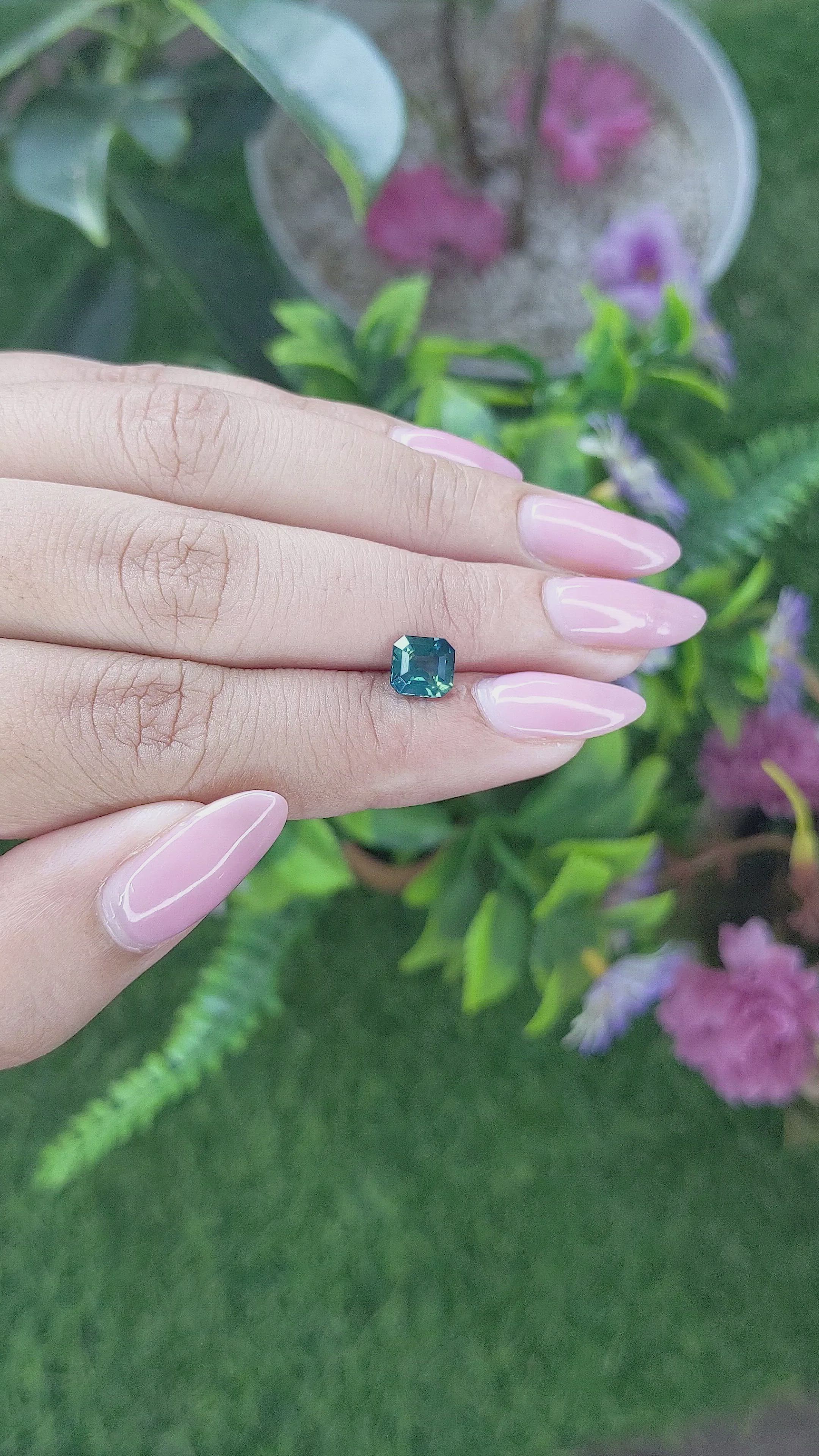 1.50 Ct. Greenish Blue Sapphire from Madagascar Size Video