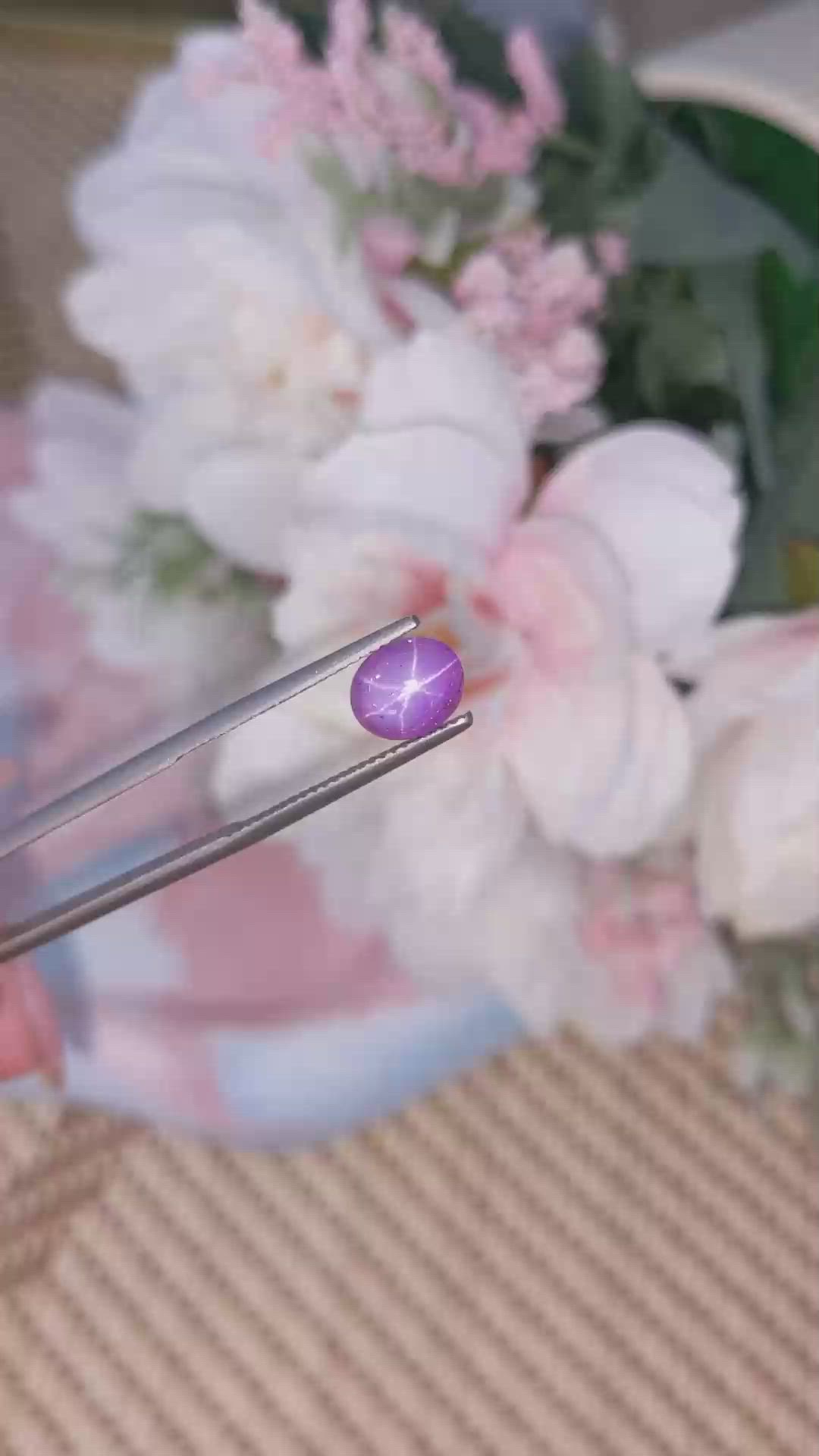 3.12 Ct. Pinkish Purple Star Sapphire from Ceylon (Sri Lanka) Size Video