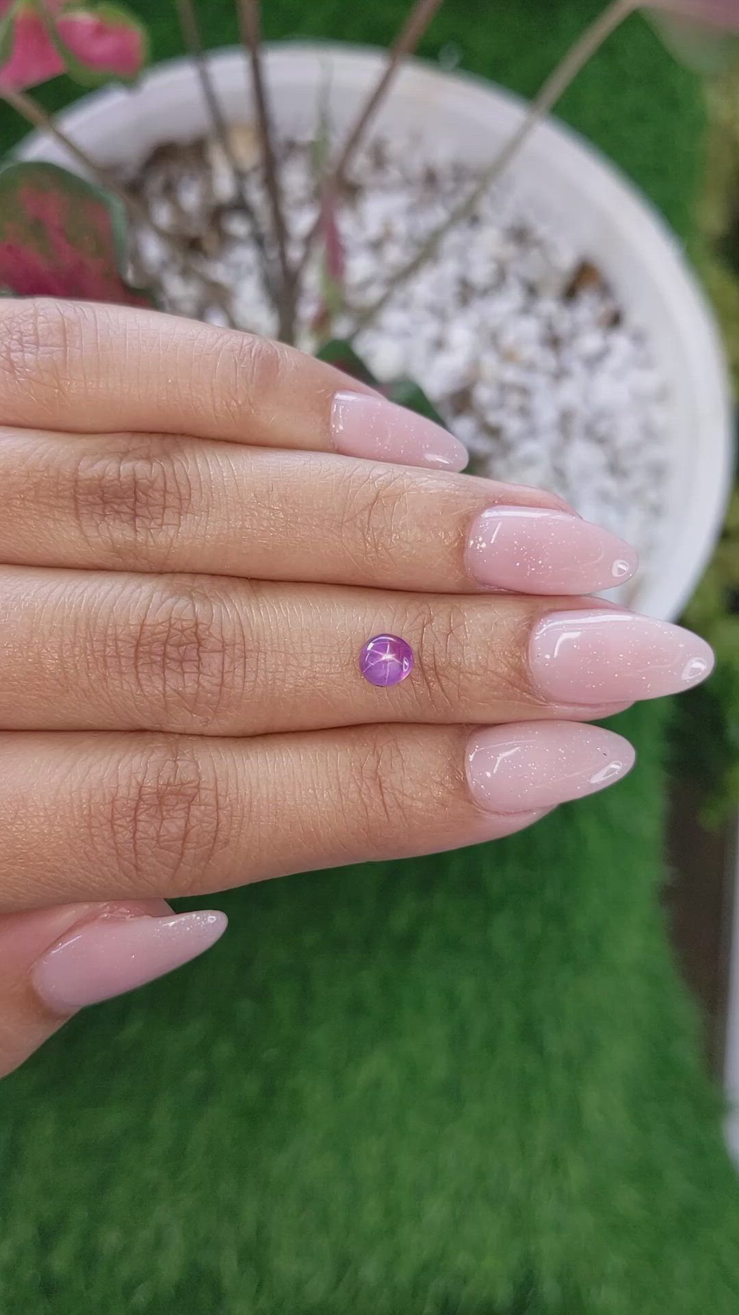 0.79 Ct. Pinkish Purple Star Sapphire from Ceylon (Sri Lanka) Size Video