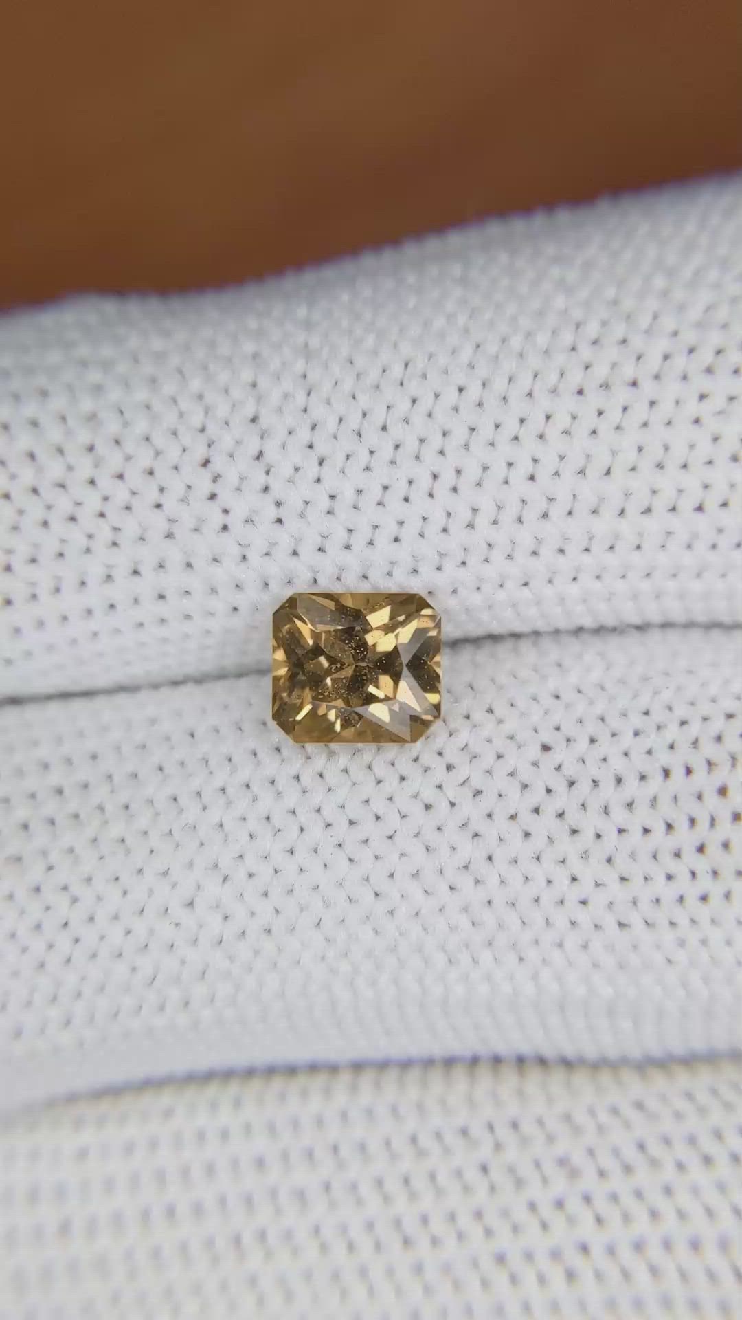 1.65 Ct. Yellowish Brown Sapphire from Ceylon (Sri Lanka) Size Video