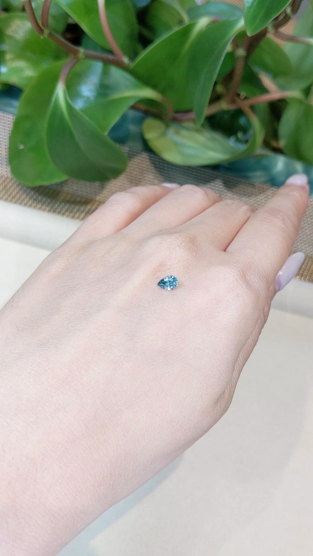 0.51 Ct. Greenish Blue Sapphire from Montana Size Video