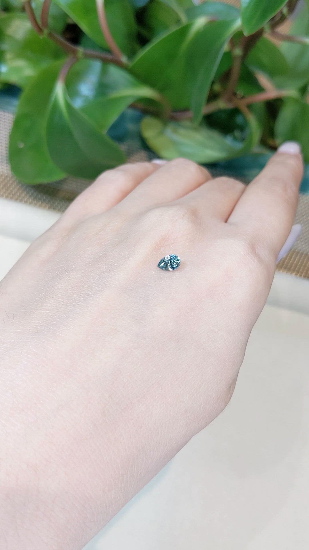 0.51 Ct. Bluish Green Sapphire from Montana Size Video