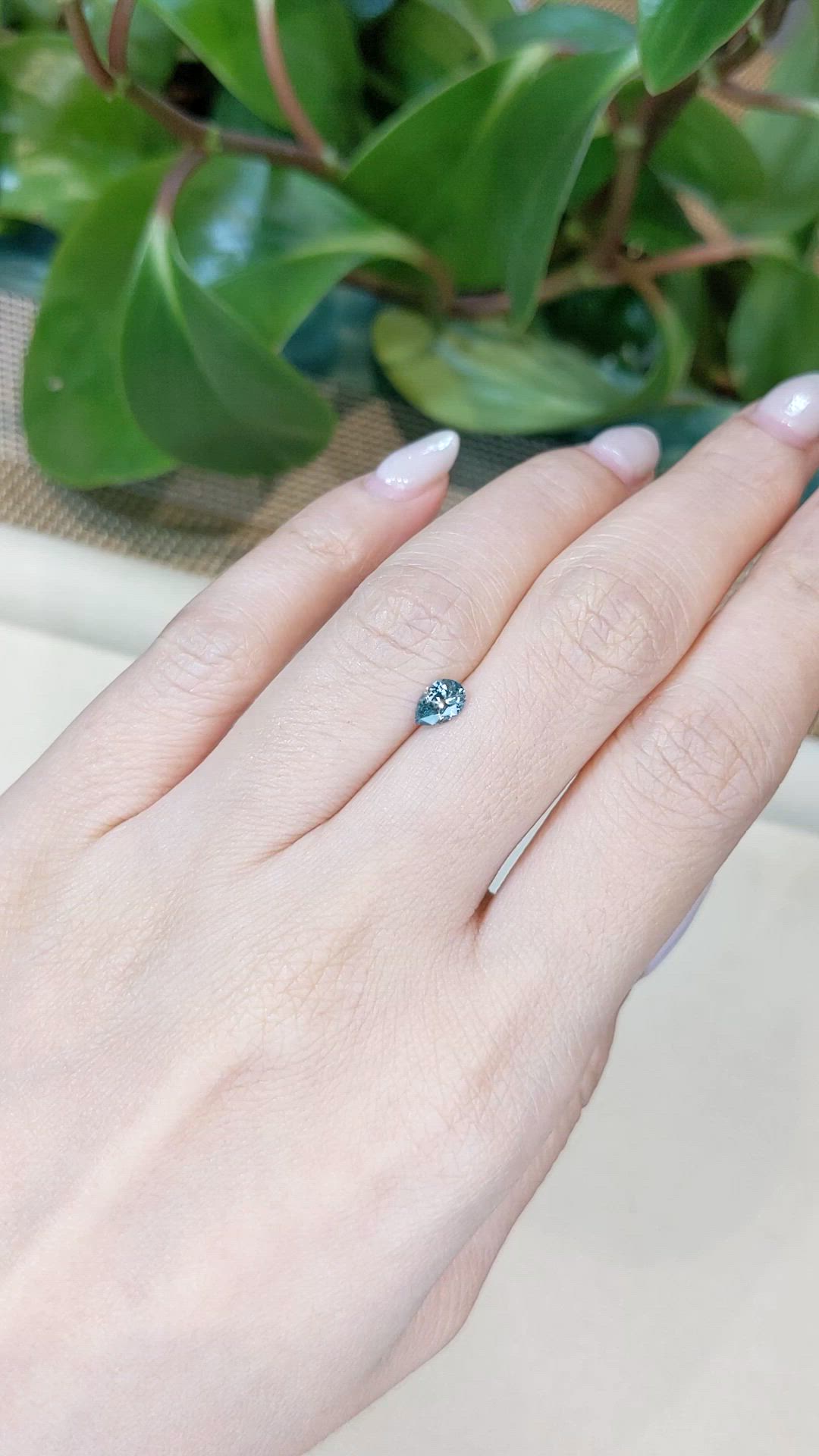 0.51 Ct. Bluish Green Sapphire from Montana Size Video