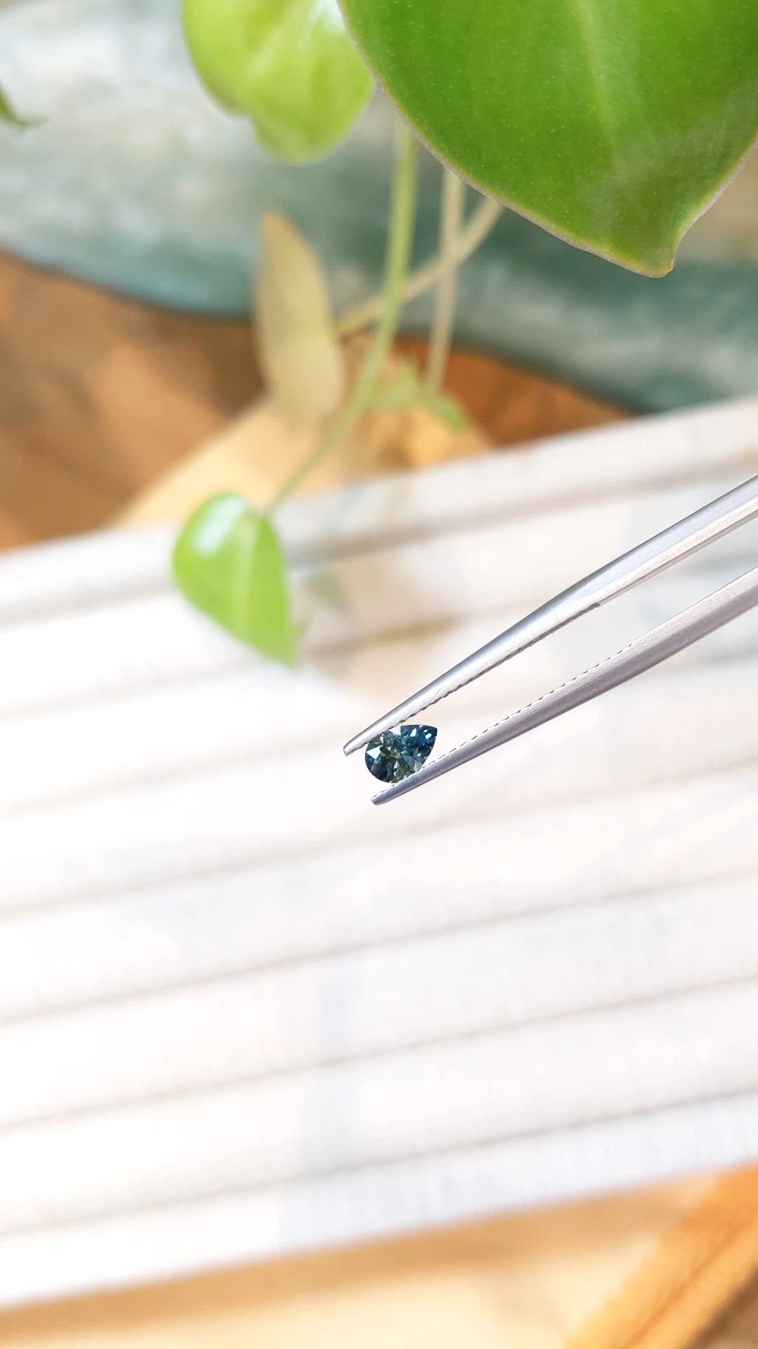 0.36 Ct. Bluish Green Sapphire from Montana Size Video