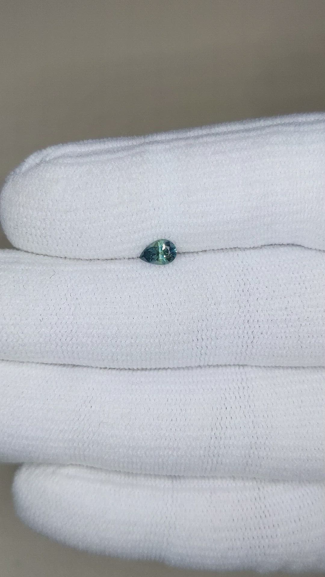0.36 Ct. Bluish Green Sapphire from Montana Size Video