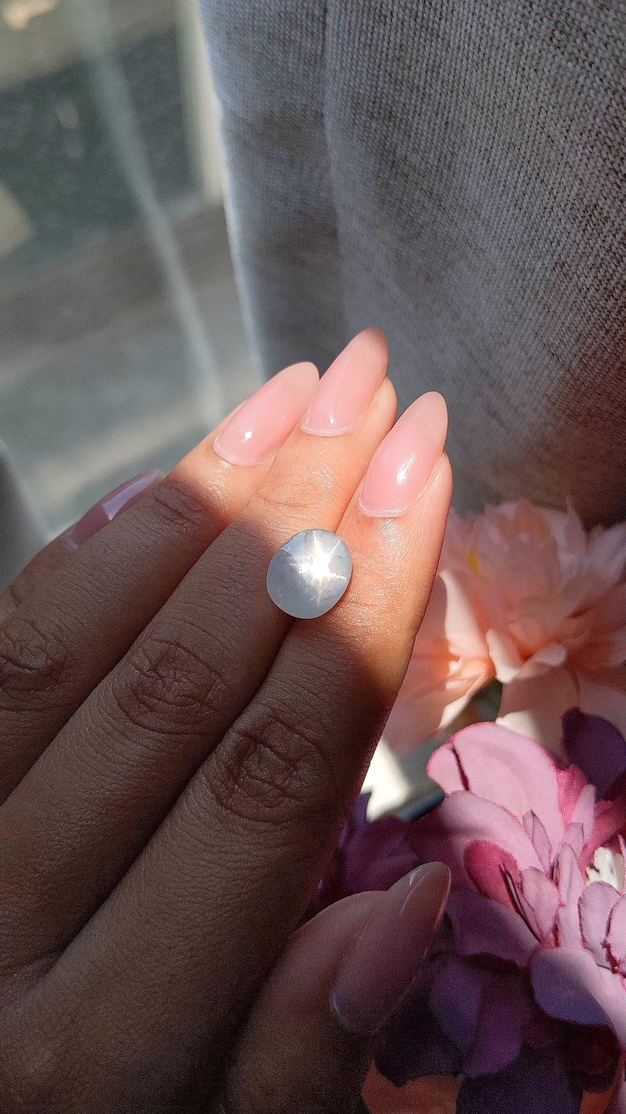 6.91 Ct. Bluish Grey Star Sapphire from Ceylon (Sri Lanka) Size Video