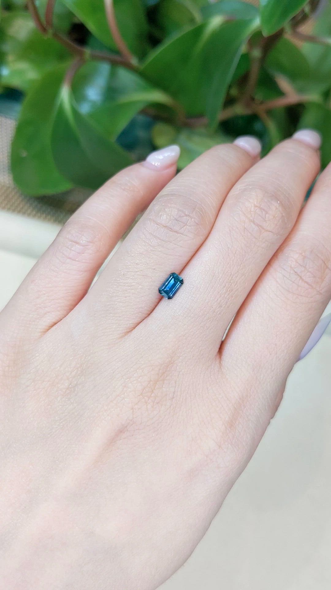 0.52 Ct. Bluish Green Sapphire from Montana Size Video