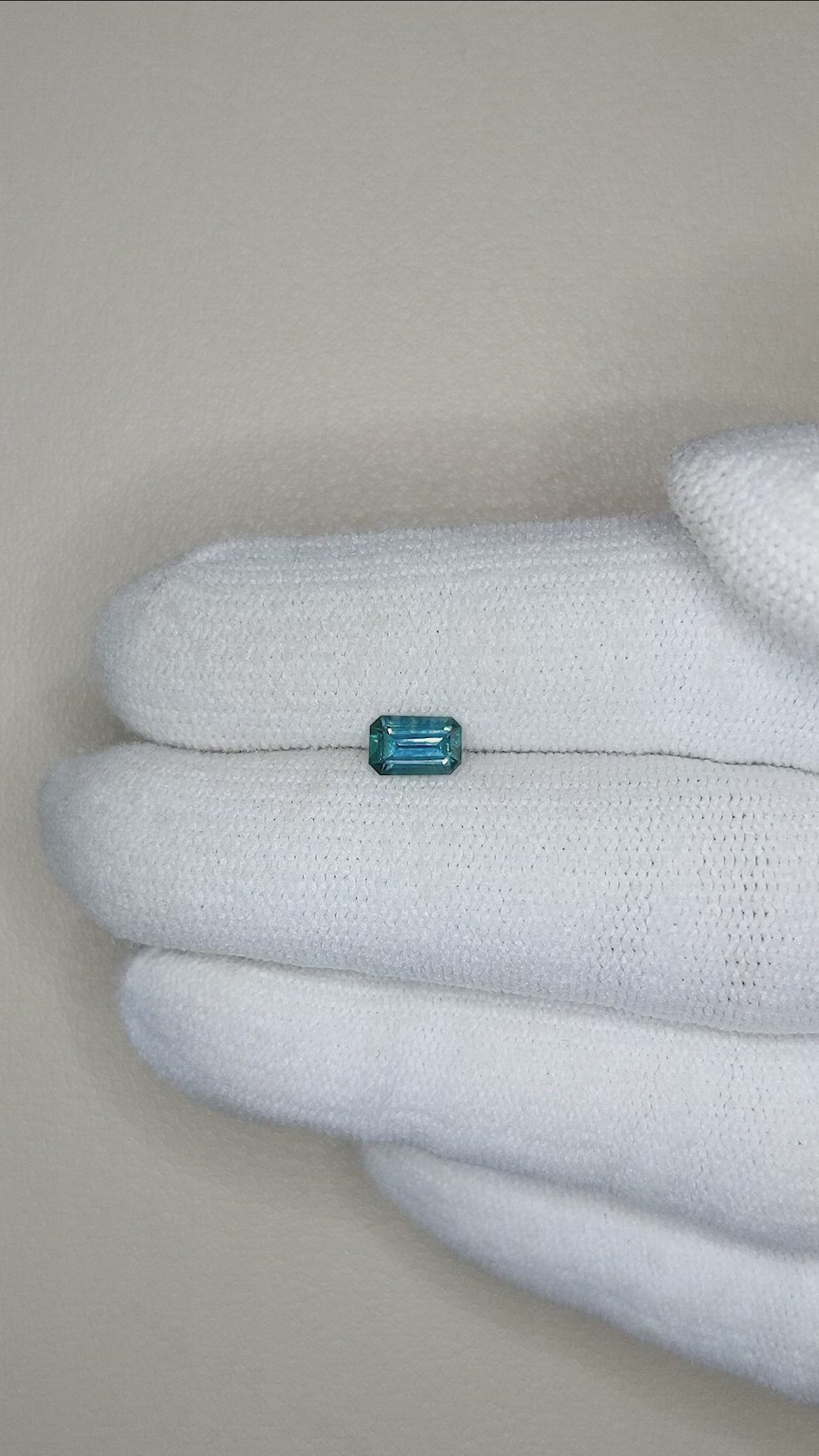 0.52 Ct. Bluish Green Sapphire from Montana Size Video