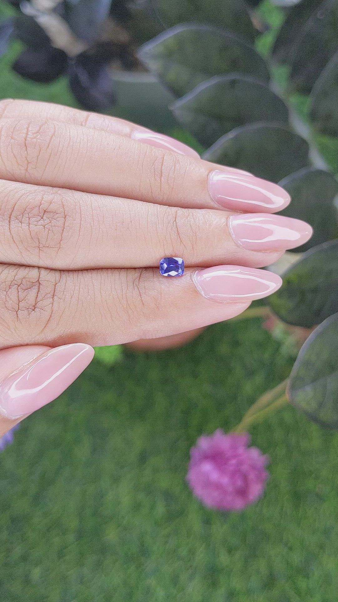0.44 Ct. Purplish Blue Sapphire from Tanzania Size Video