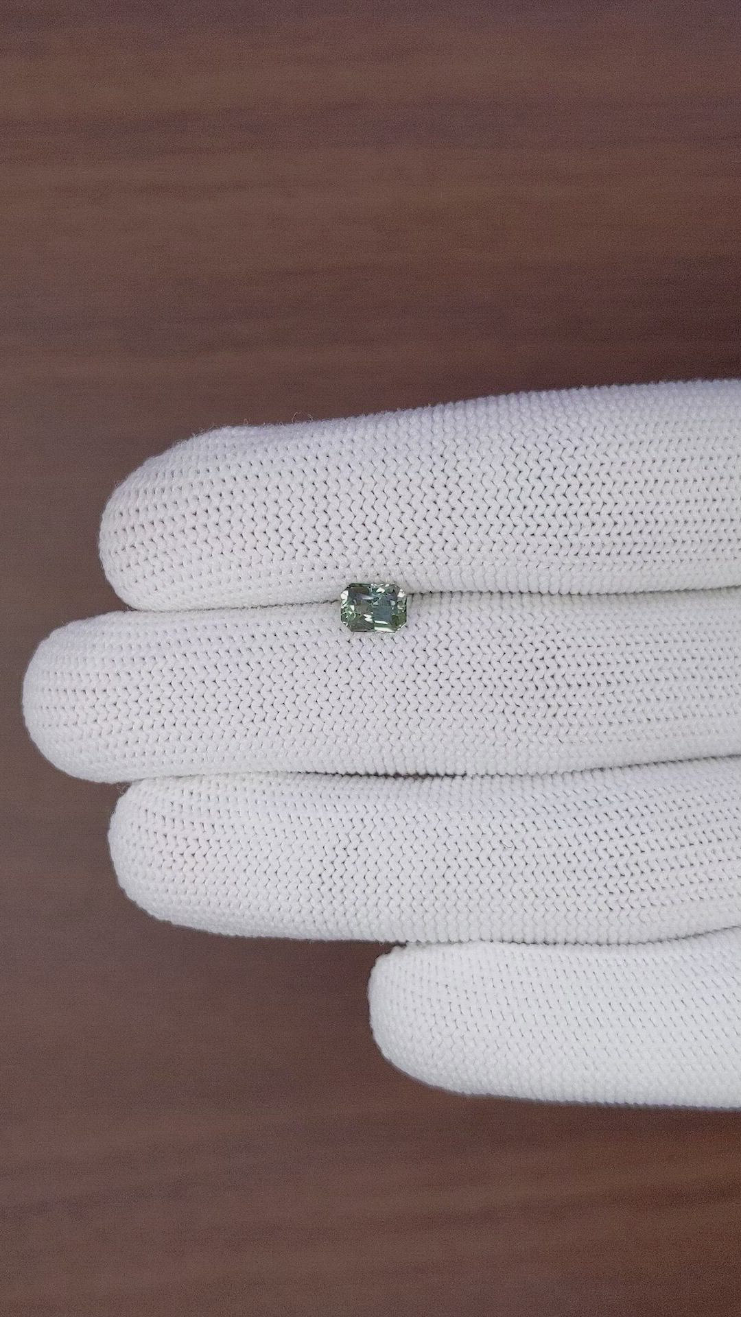 1.01 Ct. Bluish Green Sapphire from Madagascar Size Video