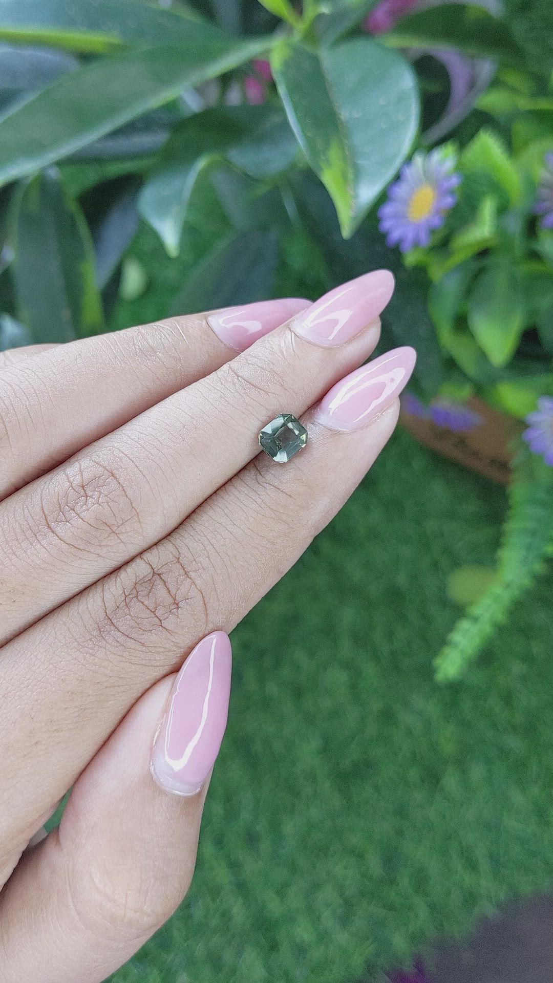 1.26 Ct. Bluish Green Sapphire from Madagascar Size Video