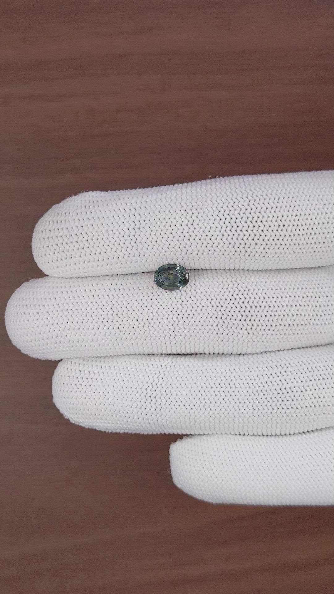 1.21 Ct. Bluish Green Sapphire from Madagascar Size Video