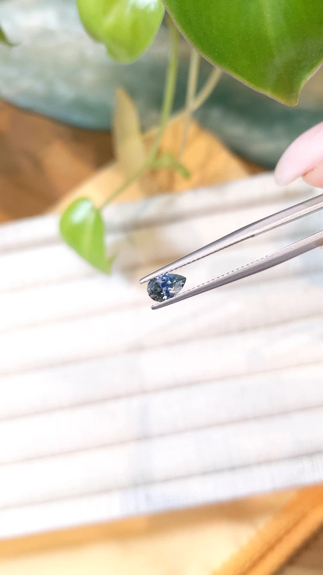 0.65 Ct. Bluish Green Sapphire from Montana Size Video