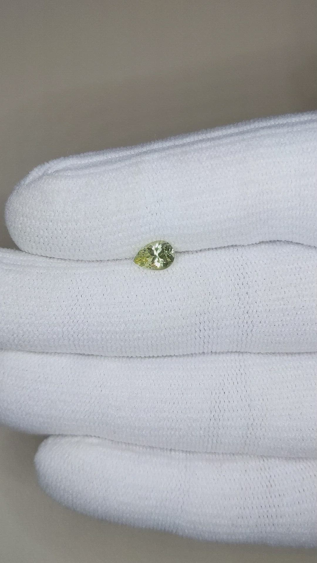 0.68 Ct. Yellowish Green Sapphire from Montana Size Video