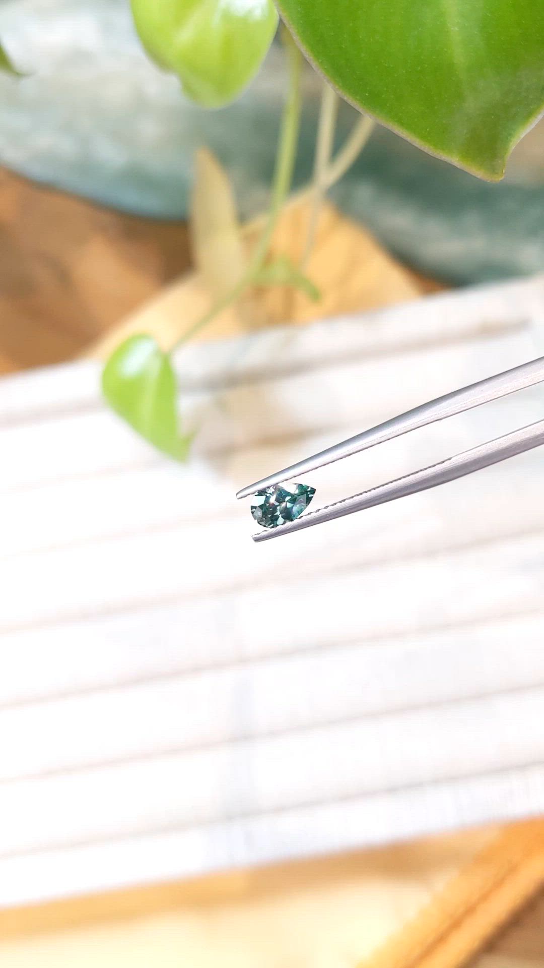 0.50 Ct. Bluish Green Sapphire from Montana Size Video