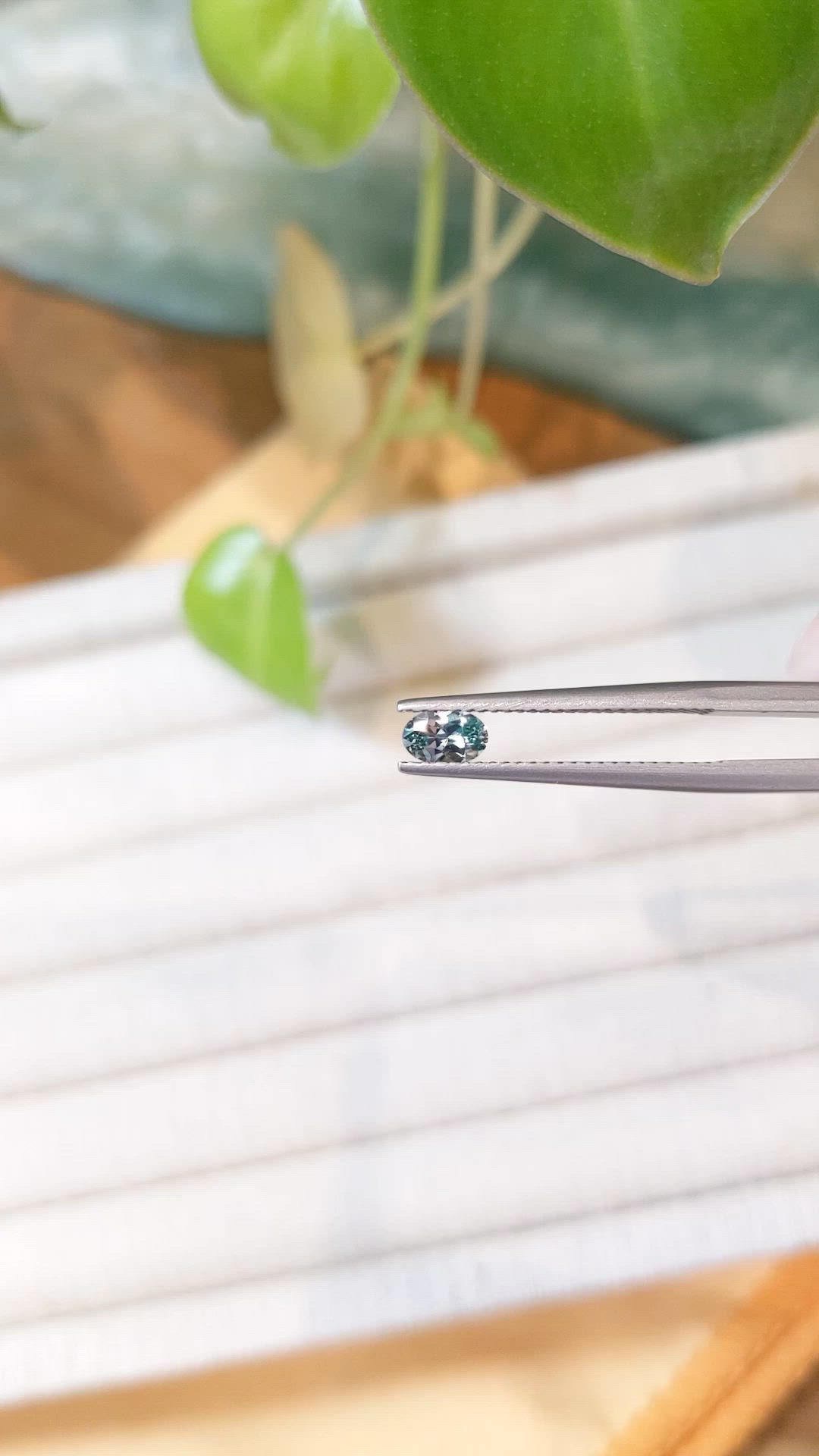 0.40 Ct. Bluish Green Sapphire from Montana Size Video