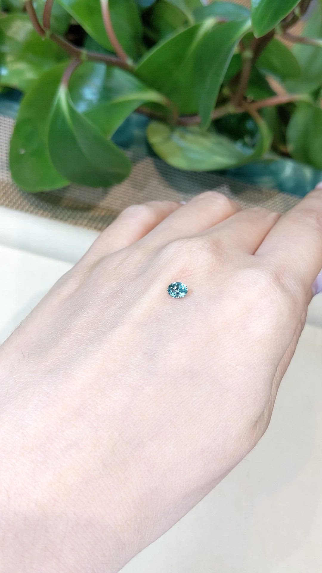 0.41 Ct. Greenish Blue Sapphire from Montana Size Video