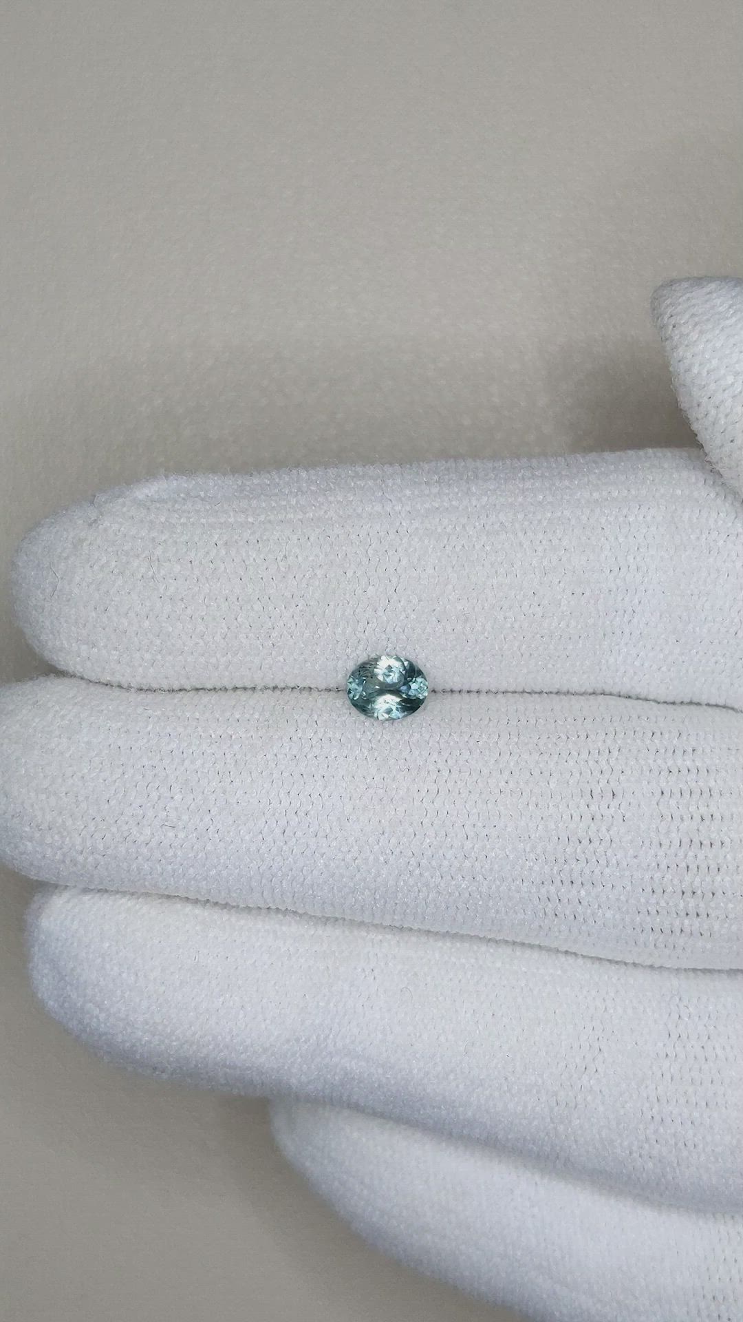 0.41 Ct. Greenish Blue Sapphire from Montana Size Video