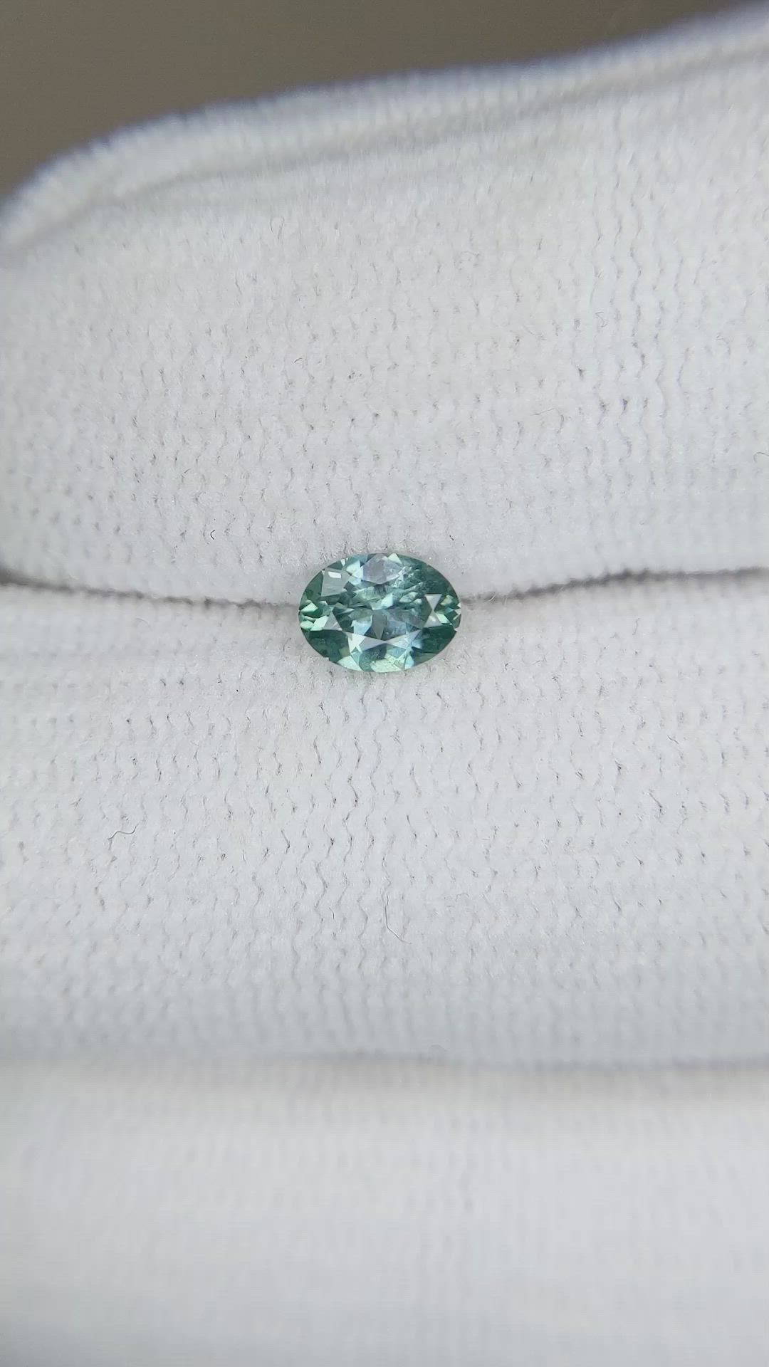 0.41 Ct. Bluish Green Sapphire from Montana Size Video